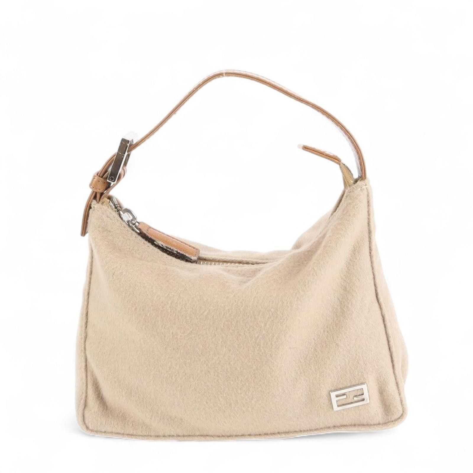 Fendi Fendi - Women's Beige Shoulder Bag with Leather Strap Size ONE SIZE - 7 Thumbnail