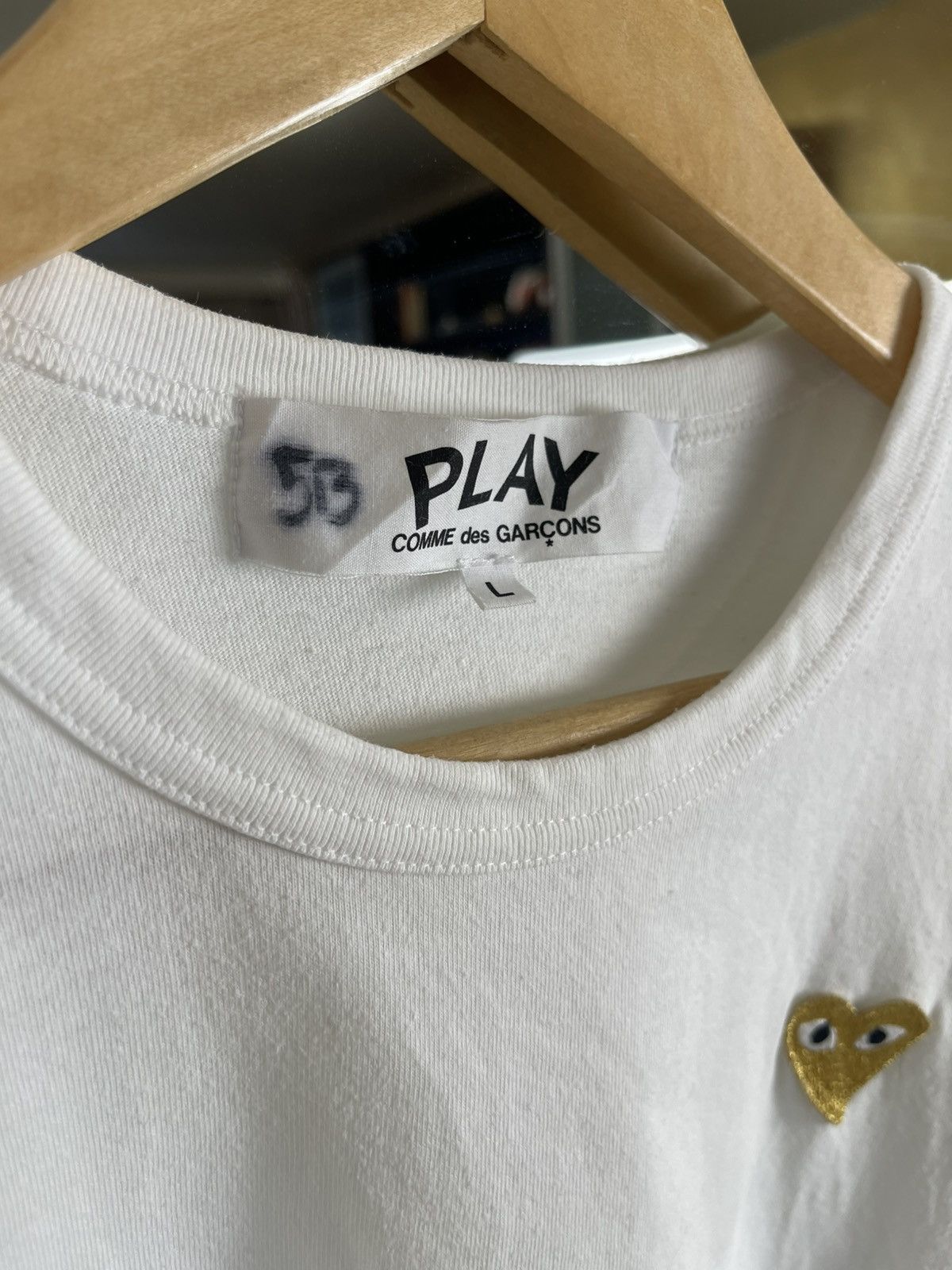 Comme des Garcons CDG PLAY Gold Heart Tee: Premium Japanese Craft Aesthetic Size US L / EU 52-54 / 3 - 3 Thumbnail
