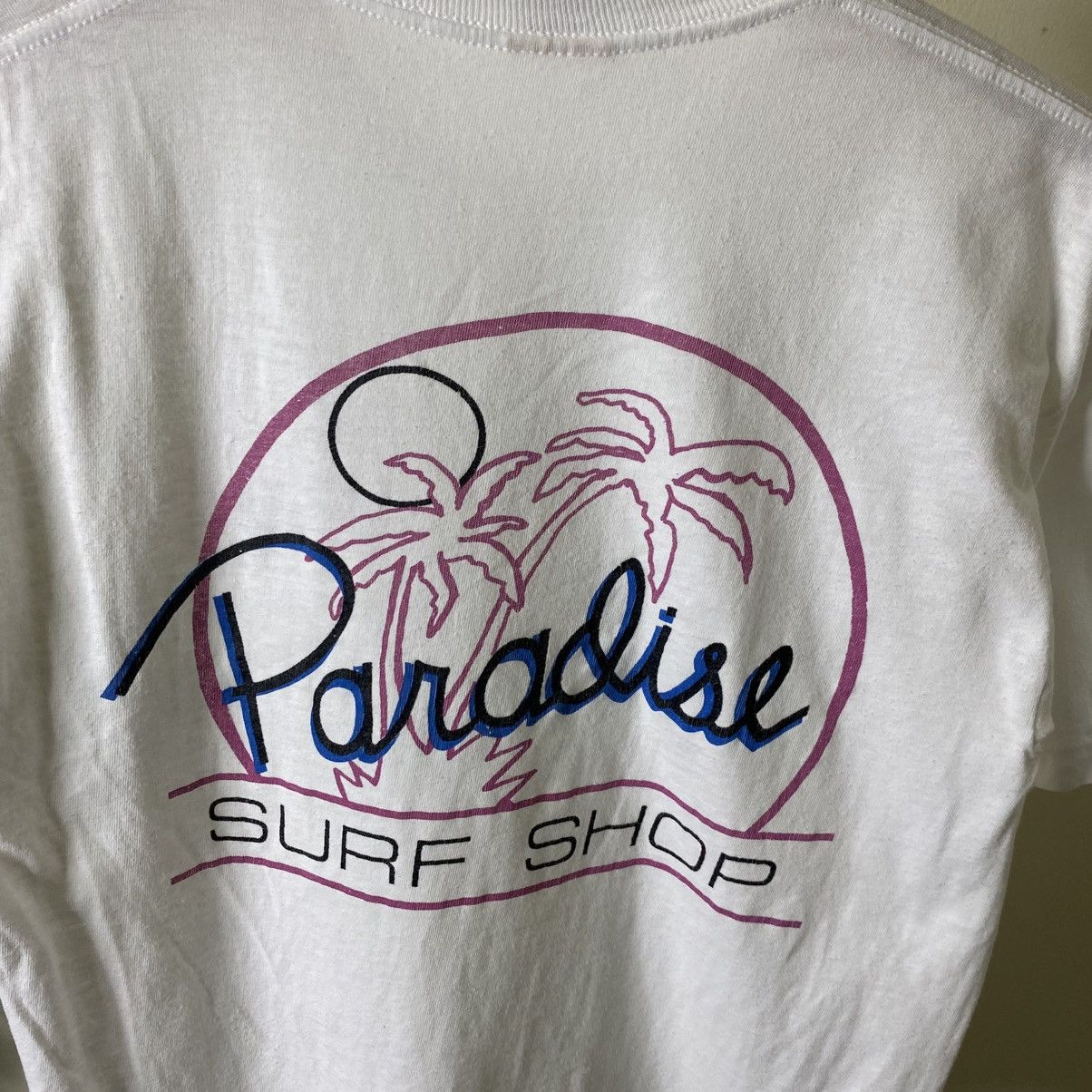 Vintage 1990s Paradise Surf Shop Surfing T Shirt Size US M / EU 48-50 / 2 - 2 Thumbnail