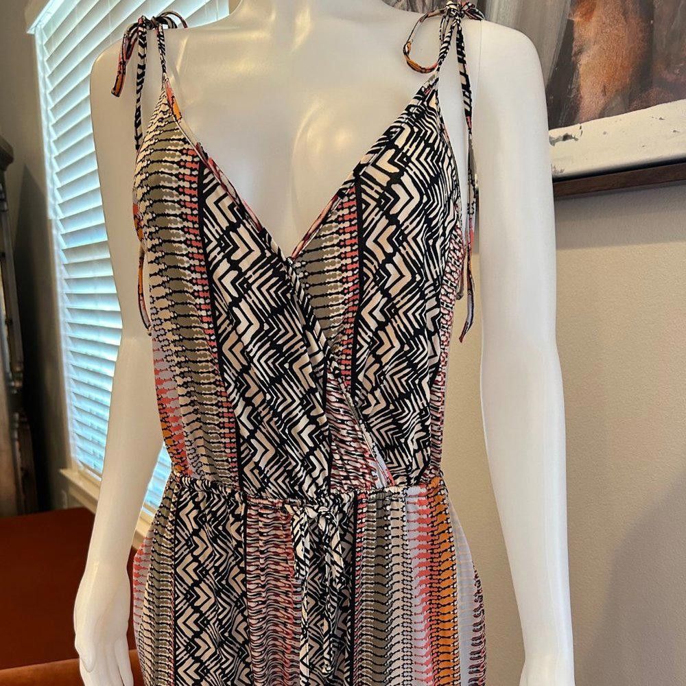 Designer BCBGeneration Tribal/Aztec Print Multicolor Stretch Jumpsuit Size 32" / US 10 / IT 46 - 3 Thumbnail