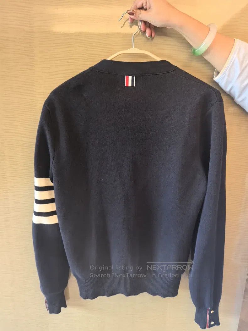 Thom Browne Thom Browne Blue and gray four stripes cardigan Size US S / EU 44-46 / 1 - 2 Thumbnail