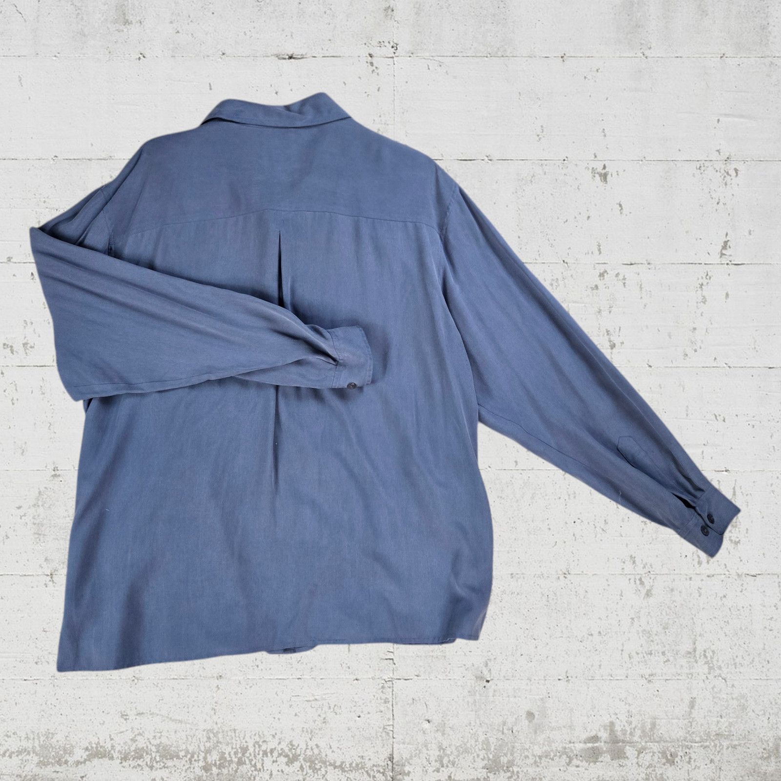 Vintage Vintage Slate Blue 90s Silk Button Up Size XL Size XL / US 12-14 / IT 48-50 - 7 Thumbnail