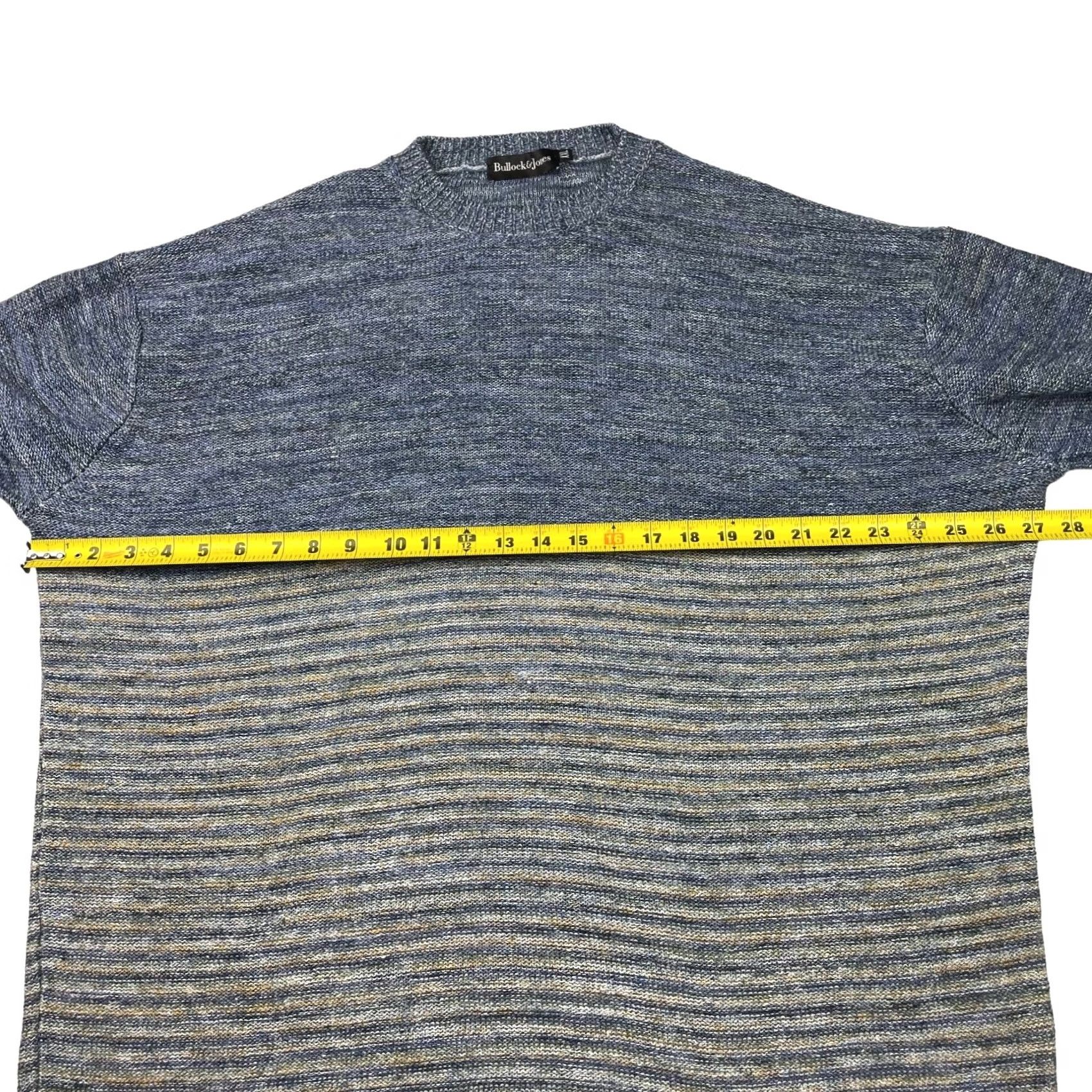 Vintage Bullock & Jones Sweater Men's 2XL Linen Knit Crewneck Striped Gray/Blue Ireland Vintage No Size US XXL / EU 58 / 5 - 7 Thumbnail