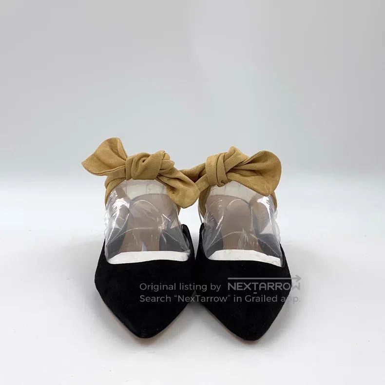 The Row The Row Black Pointed Toe Tie Bow Thin Heel Mules Size US 7.5 / IT 37.5 - 3 Thumbnail