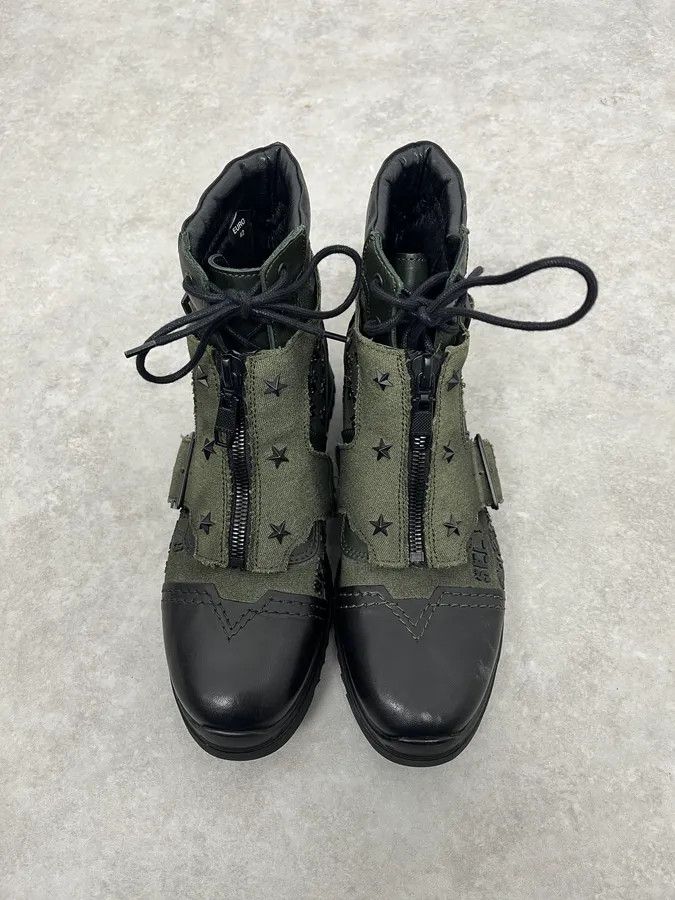 2000s Diesel Black & Green Military Combat Leather Boots