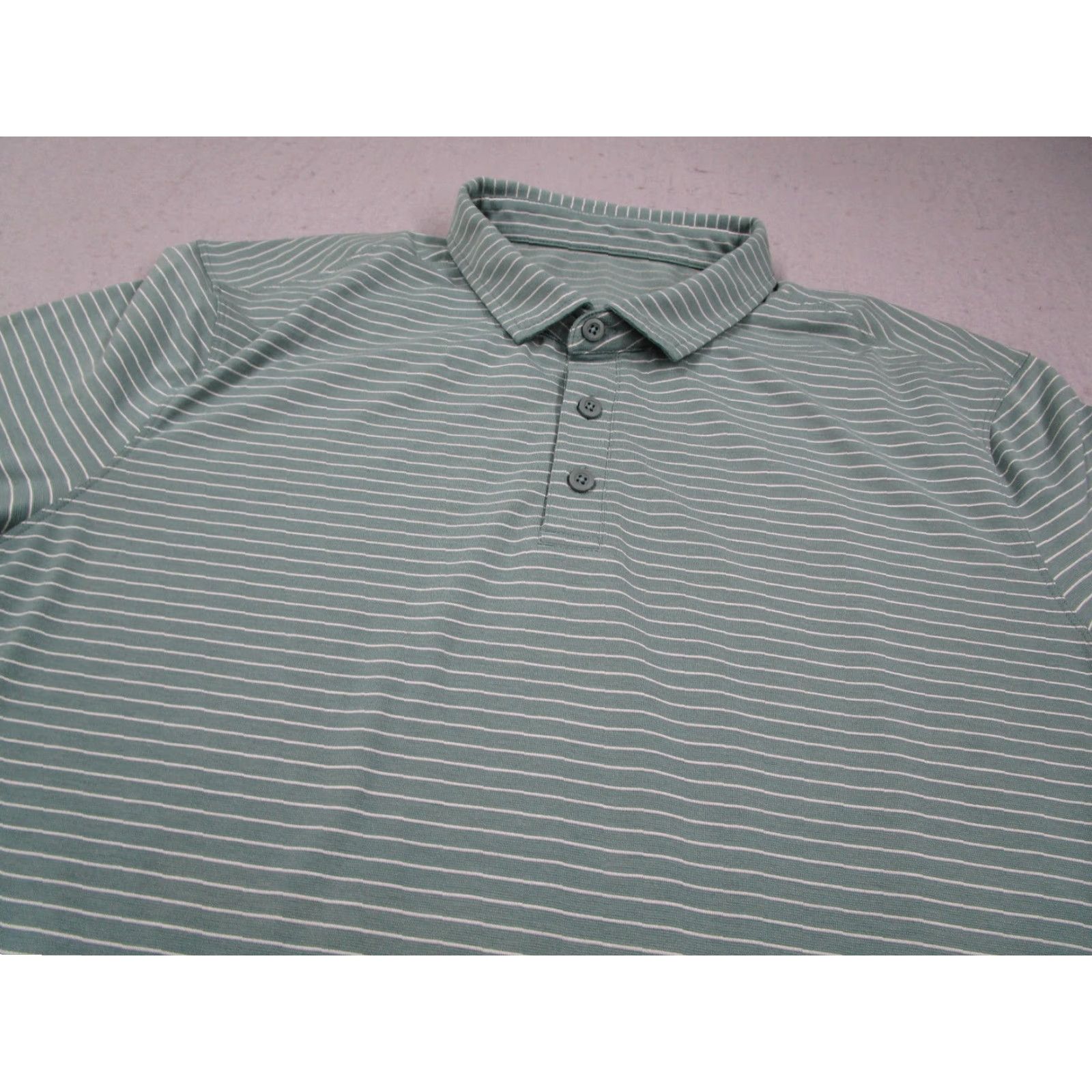 Lululemon Lululemon Polo Shirt Mens Large Green White Stripe Athletic Golf Performance Shirt Size US L / EU 52-54 / 3 - 2 Thumbnail