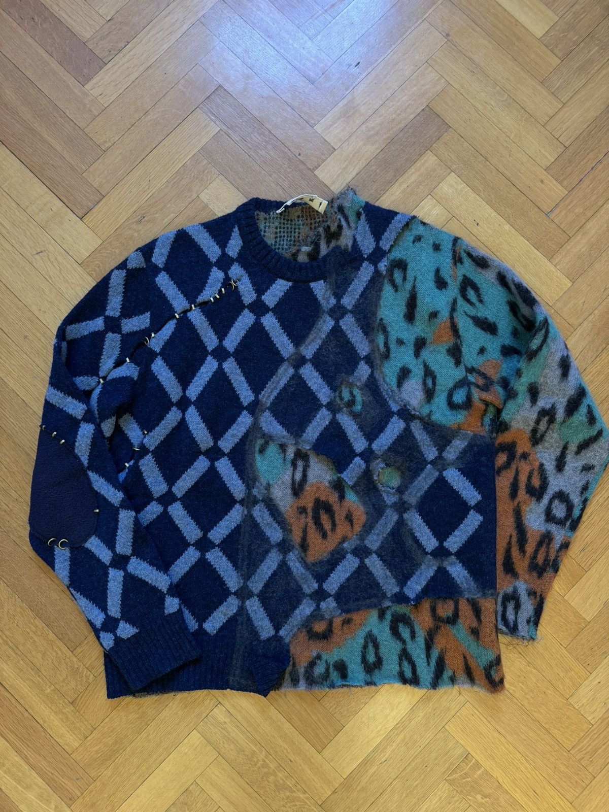 Marni MARNI rombi leopard and rings mixed sweater FW19 Size US M / EU 48-50 / 2 - 2 Thumbnail