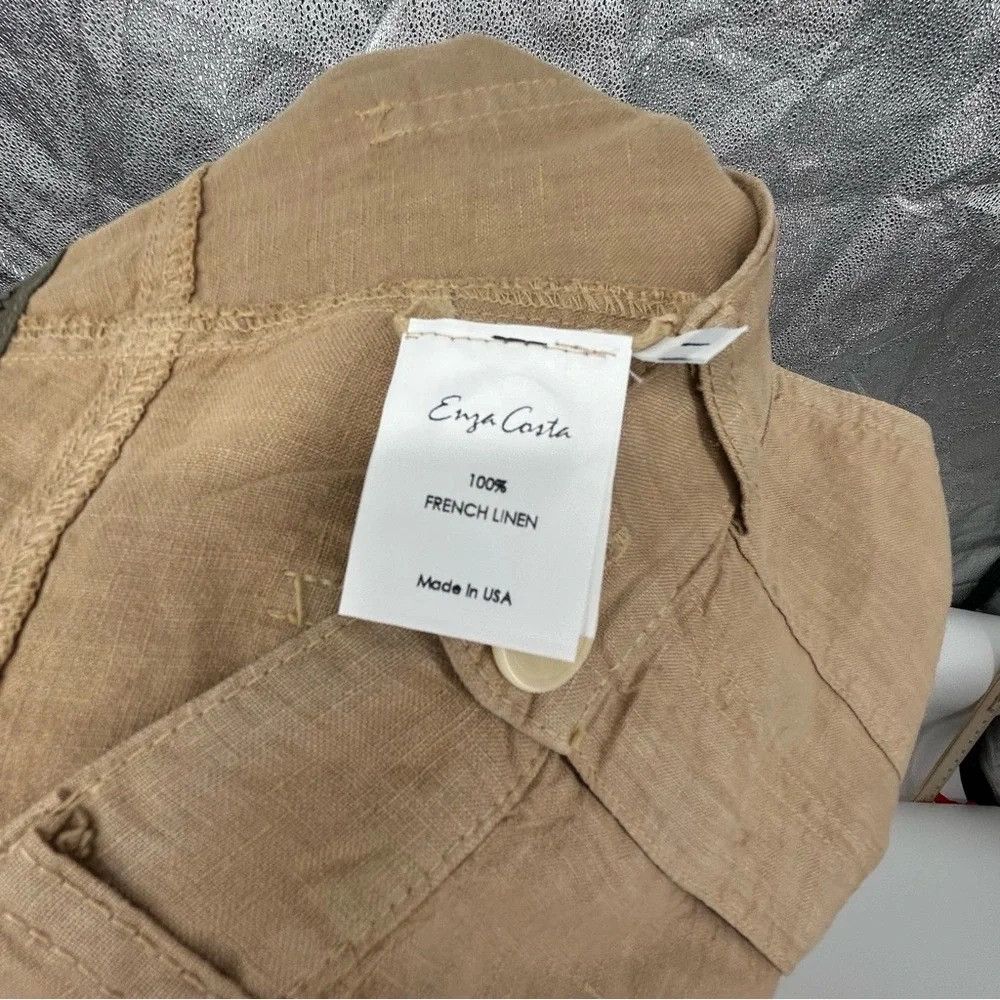Enza Costa ENZA COSTA FRENCH LINEN HIGH-RISE WID LEG TROUSER PANTS Size 27" / US 4 / IT 40 - 9 Thumbnail
