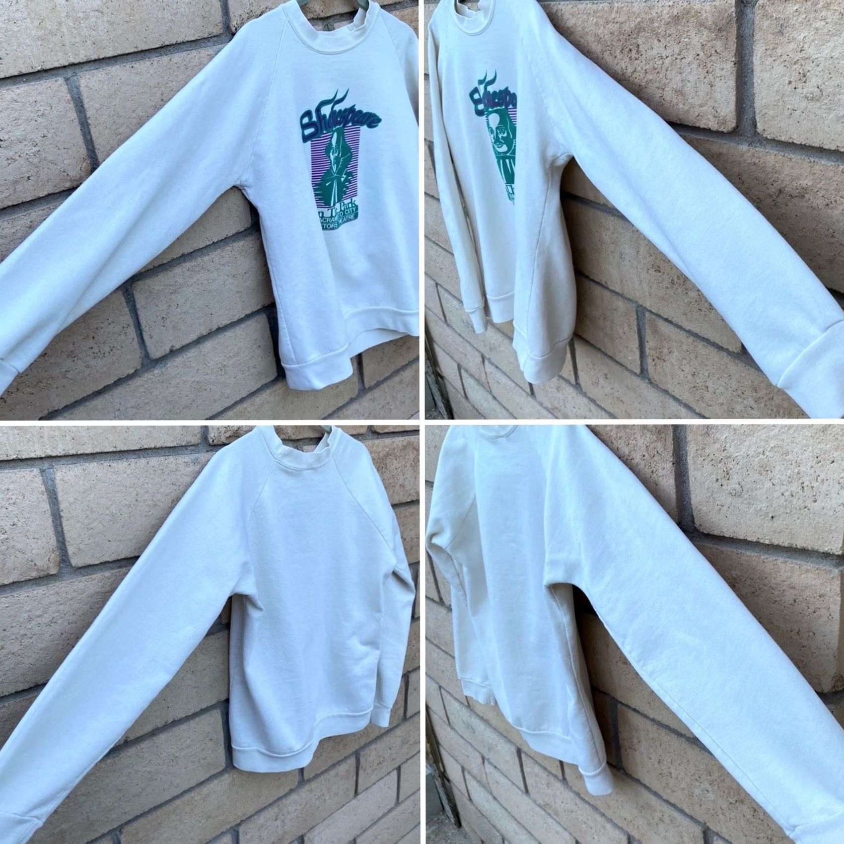 Vintage Vintage Shakespeare In The Park Sacramento City Actors Theatre Raglan Sweatshirt Mens L Ivory Graphic Print Pullover Long Sleeve 1980s Size US L / EU 52-54 / 3 - 3 Thumbnail