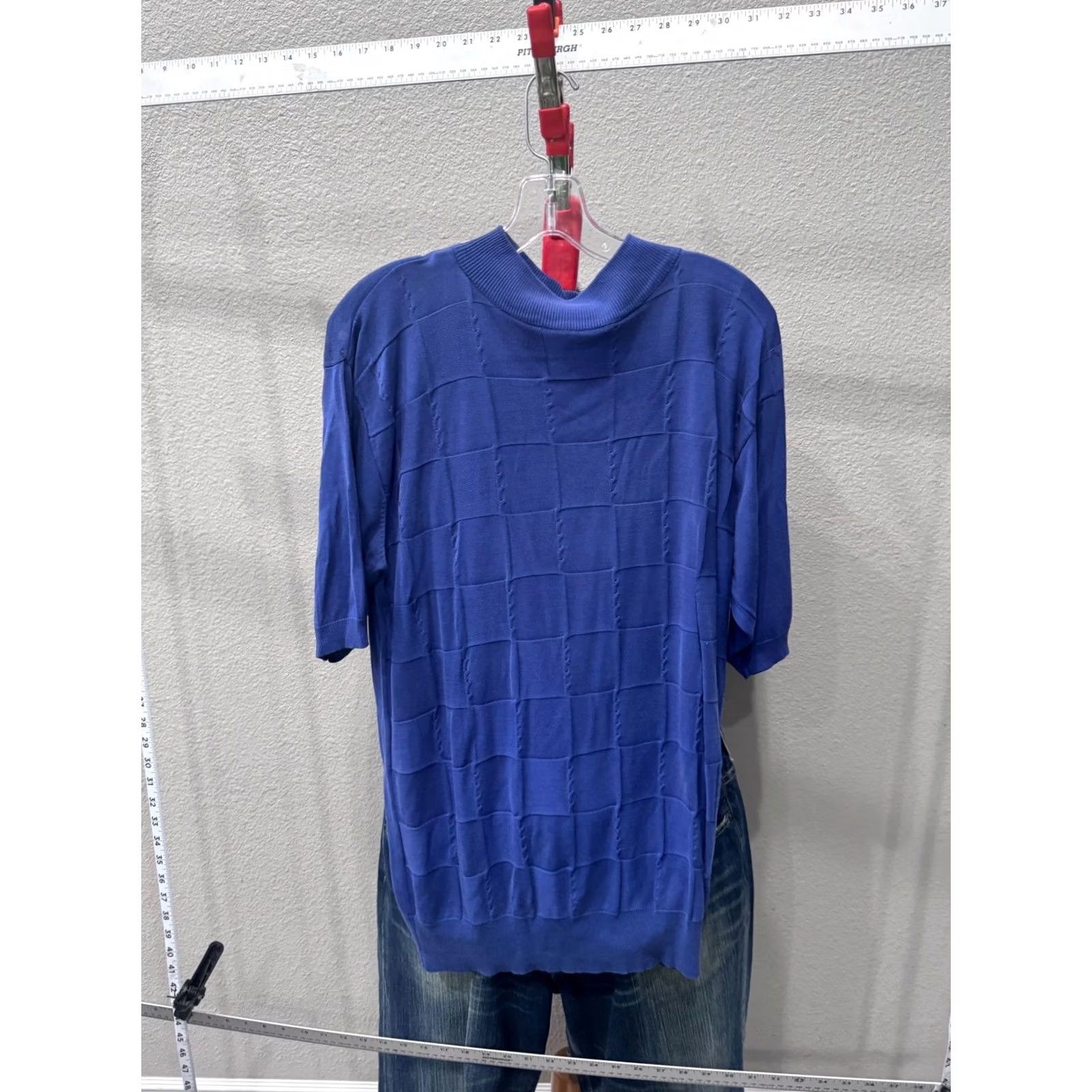 Vintage Silk King 100% Silk Blue Knit Mock SWEATER Shirt 3XL XXXL Size US XXL / EU 58 / 5 - 2 Thumbnail