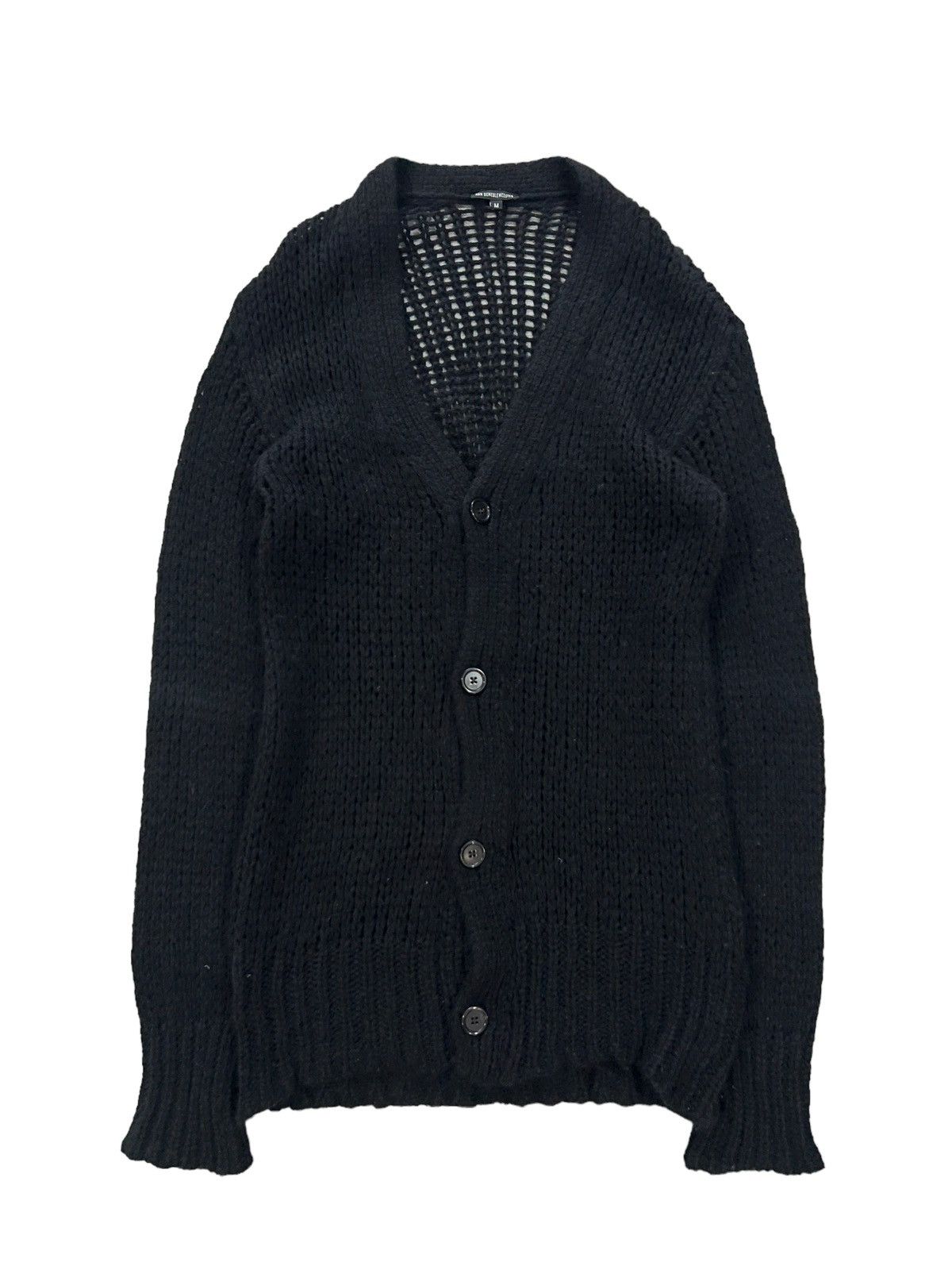 image of Ann Demeulemeester Loose Gauge Mohair Knit Cardigan in Black, Men's (Size Medium)