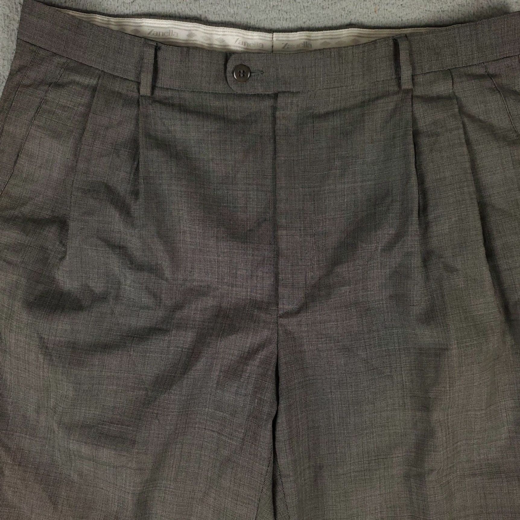 Zanella Zanella Gray Wool Pleated Chino Pants 35x28 Regular Fit Mens Size US 35 - 2 Thumbnail