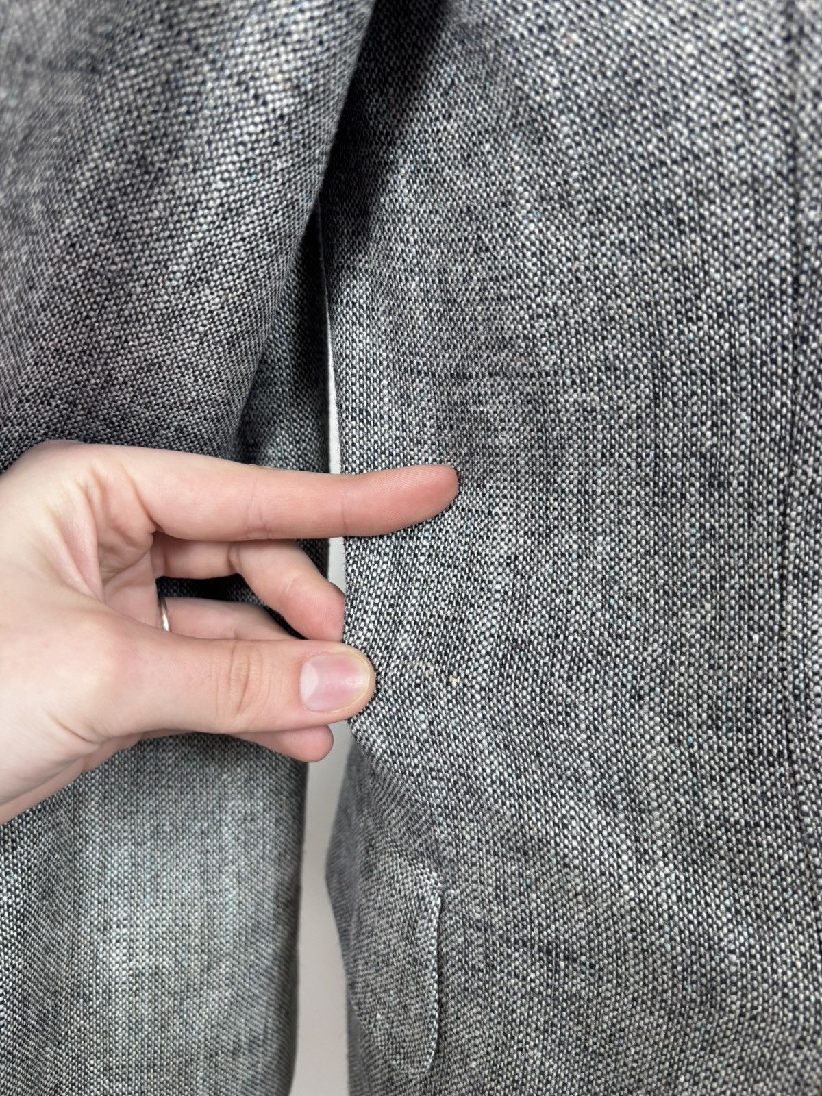 Ermenegildo Zegna Ermenegildo Zegna Soft Grey Textured Silk Blazer Jacket Size 44R - 16 Thumbnail
