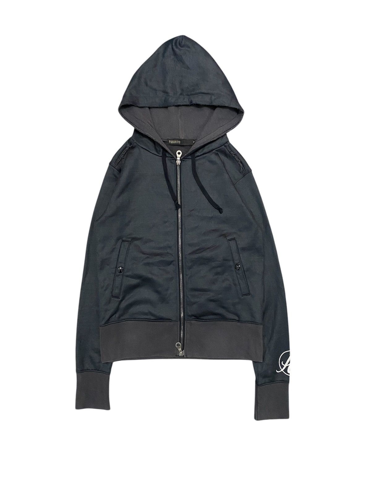 1990s Paranoid RIRI zipper fringe thermal hoodie