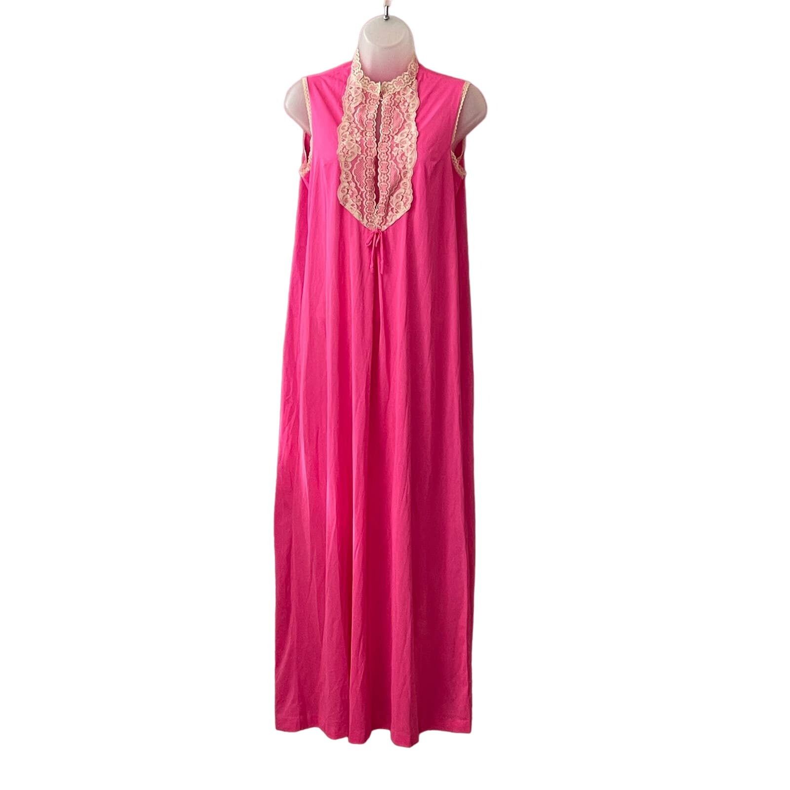 Other VINTAGE 70s Hot Pink Nightgown Size Small Size ONE SIZE - 1 Thumbnail