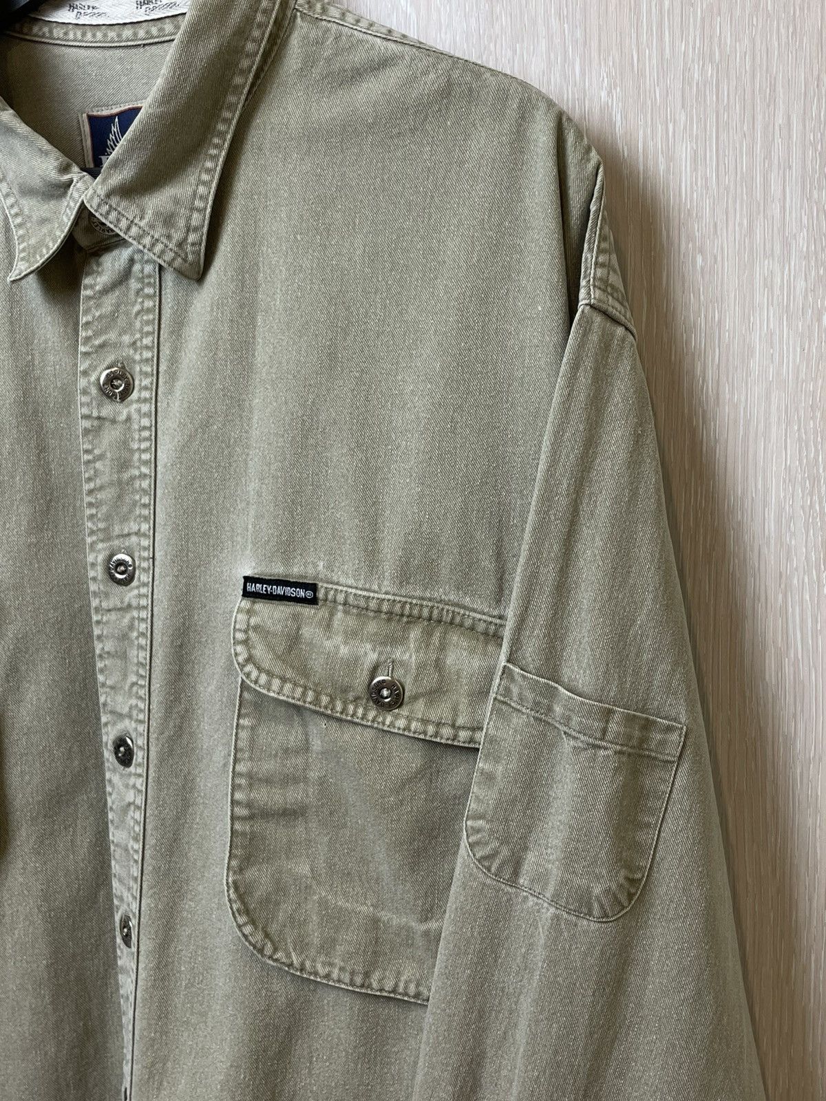 Band Tees × Harley Davidson × Vintage Vintage Harley Davidson Motorcycles Button Down Shirt Size US XXL / EU 58 / 5 - 6 Thumbnail