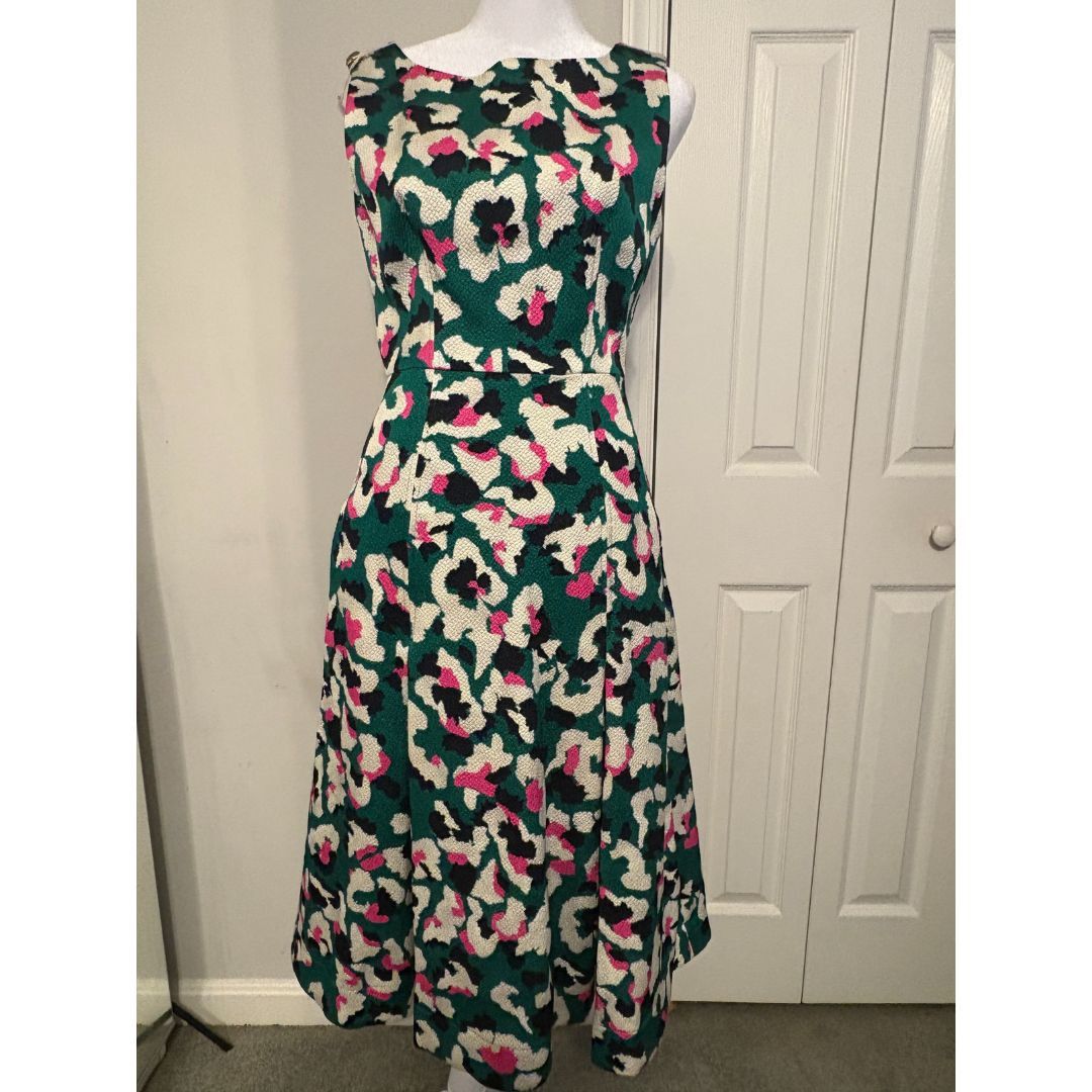 Mary Katrantzou Mary Katrantzou Green Floral Print Midi A-Line Dress Size S / US 4 / IT 40 - 1 Thumbnail