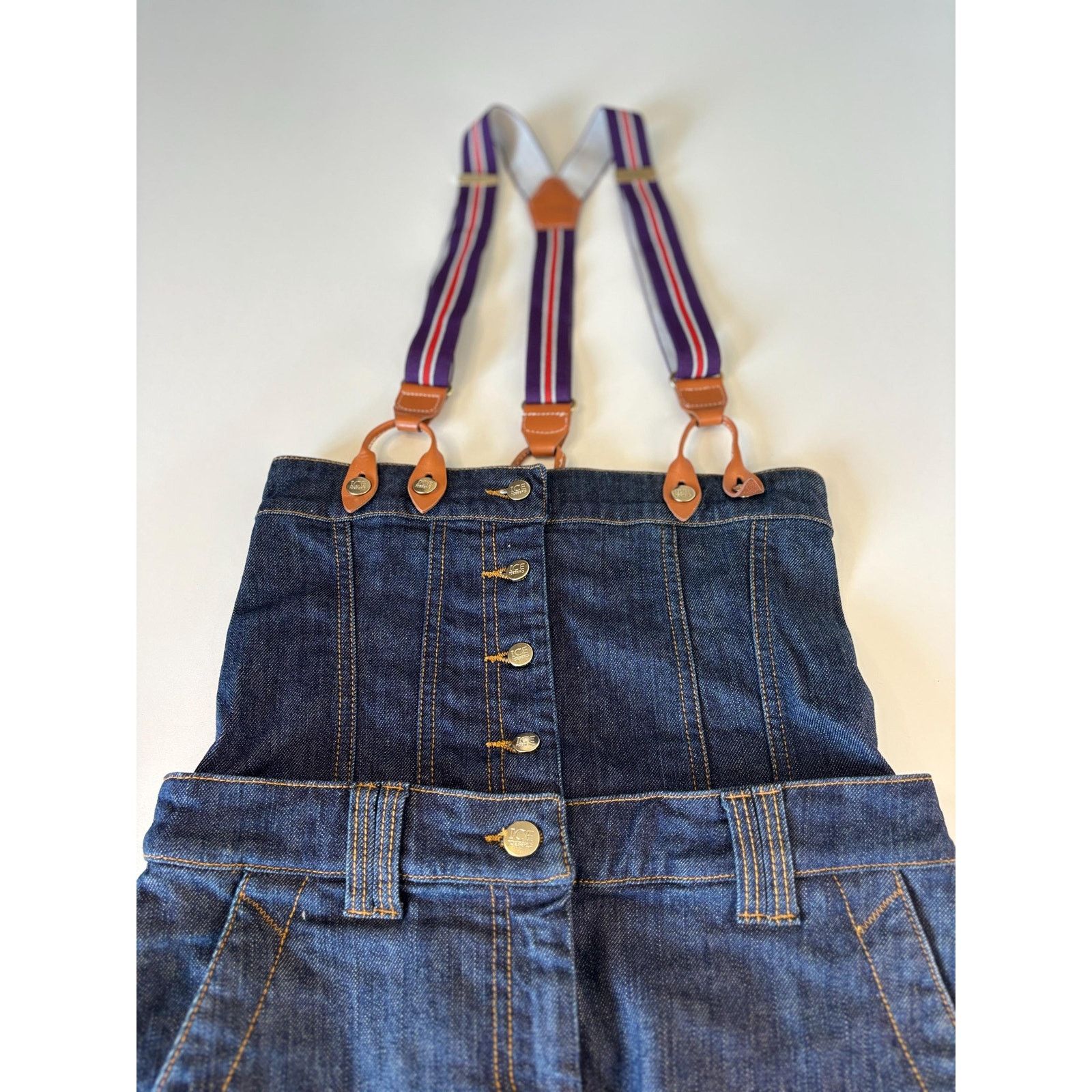 Iceberg Vintage Iceberg Denim Suspender Skirt Dress 90s Overall Size S / US 4 / IT 40 - 5 Thumbnail