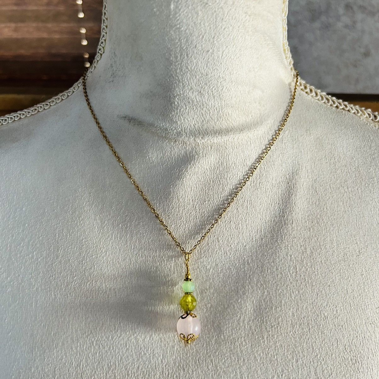 Handmade Handcrafted vintage beaded glass crystal drop necklace Size ONE SIZE - 2 Thumbnail