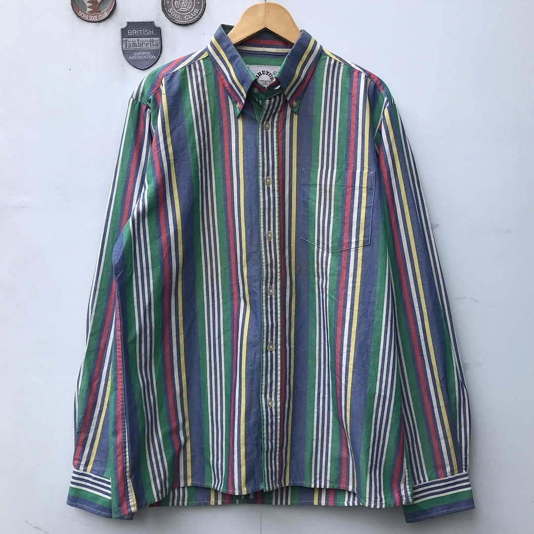 Brutus × Other UK Vintage Brutus Trimfit London the Candy Stripe Oxford Colar Size US XL / EU 56 / 4 - 4 Thumbnail