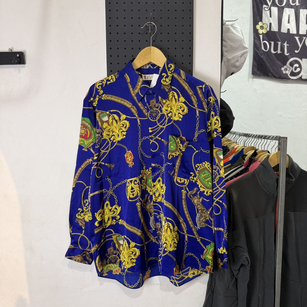 Japanese Brand Reckless japan luxury chain crest silk button up Size US XL / EU 56 / 4 - 1 Thumbnail