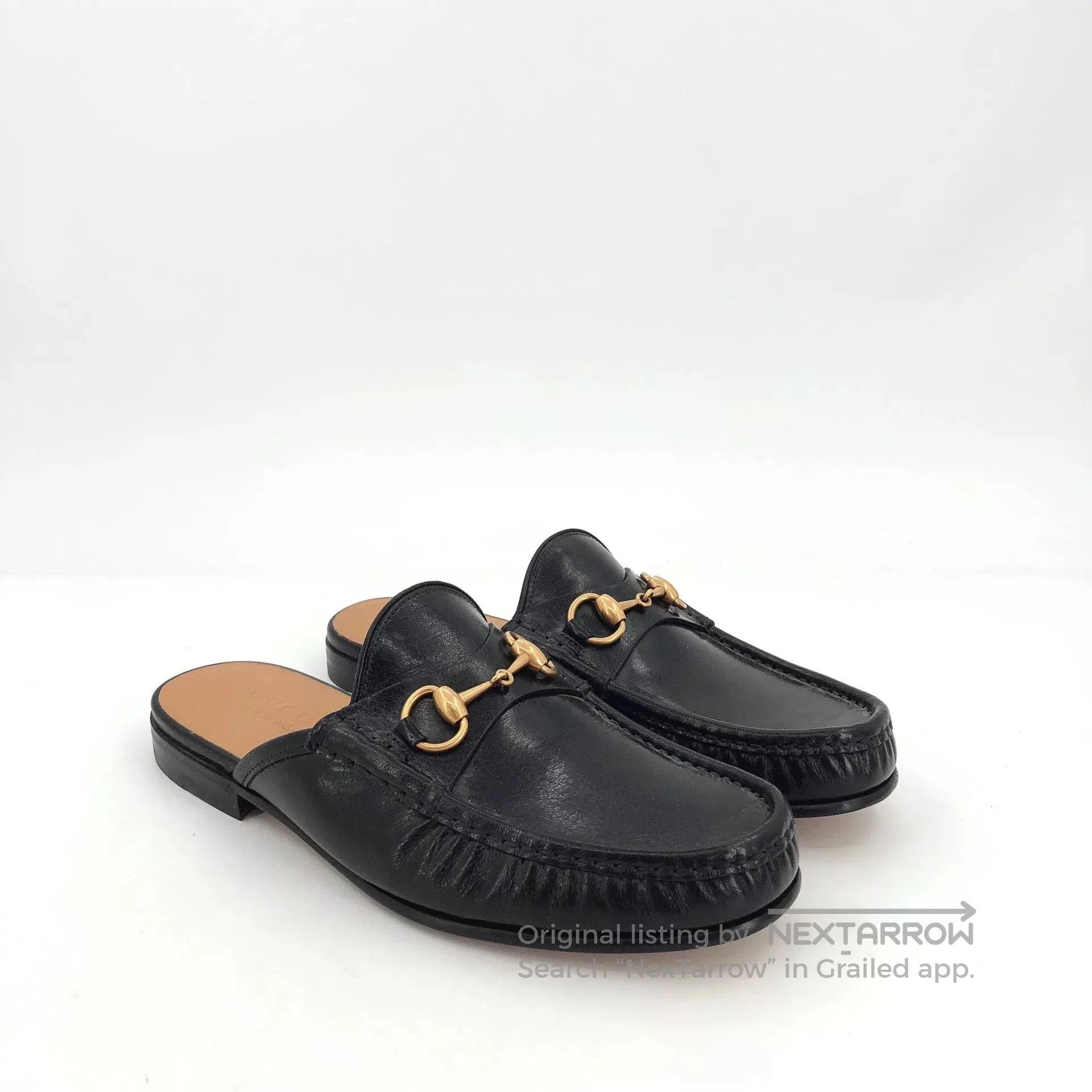 Gucci Gucci Black Leather Horsebit Round-Toe Slippers. Size US 6 / IT 36 - 2 Thumbnail