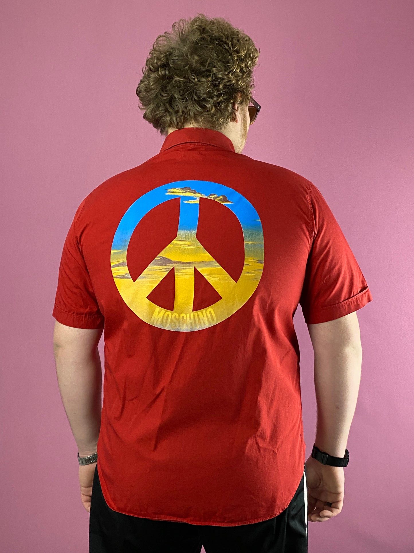 Moschino × Vintage Moschino Jeans Big Logo Vintage Men's Short Sleeve Shirt Size US XXL / EU 58 / 5 - 4 Thumbnail