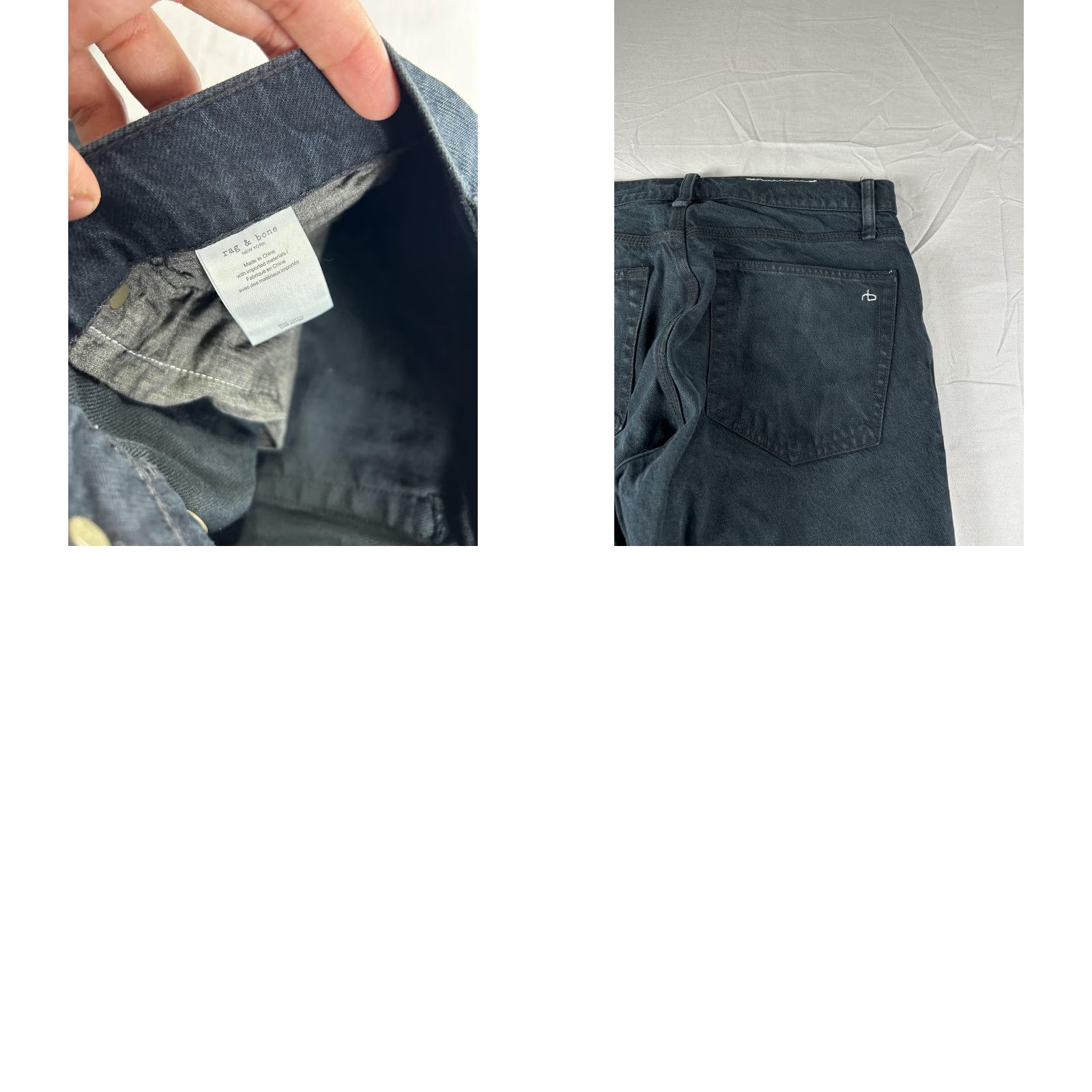 Rag & Bone VINTAGE Rag & Bone Jeans Mens 31X24.5 Black Denim Relaxed Wide Leg Button Fly Pants Size US 31 - 8 Thumbnail