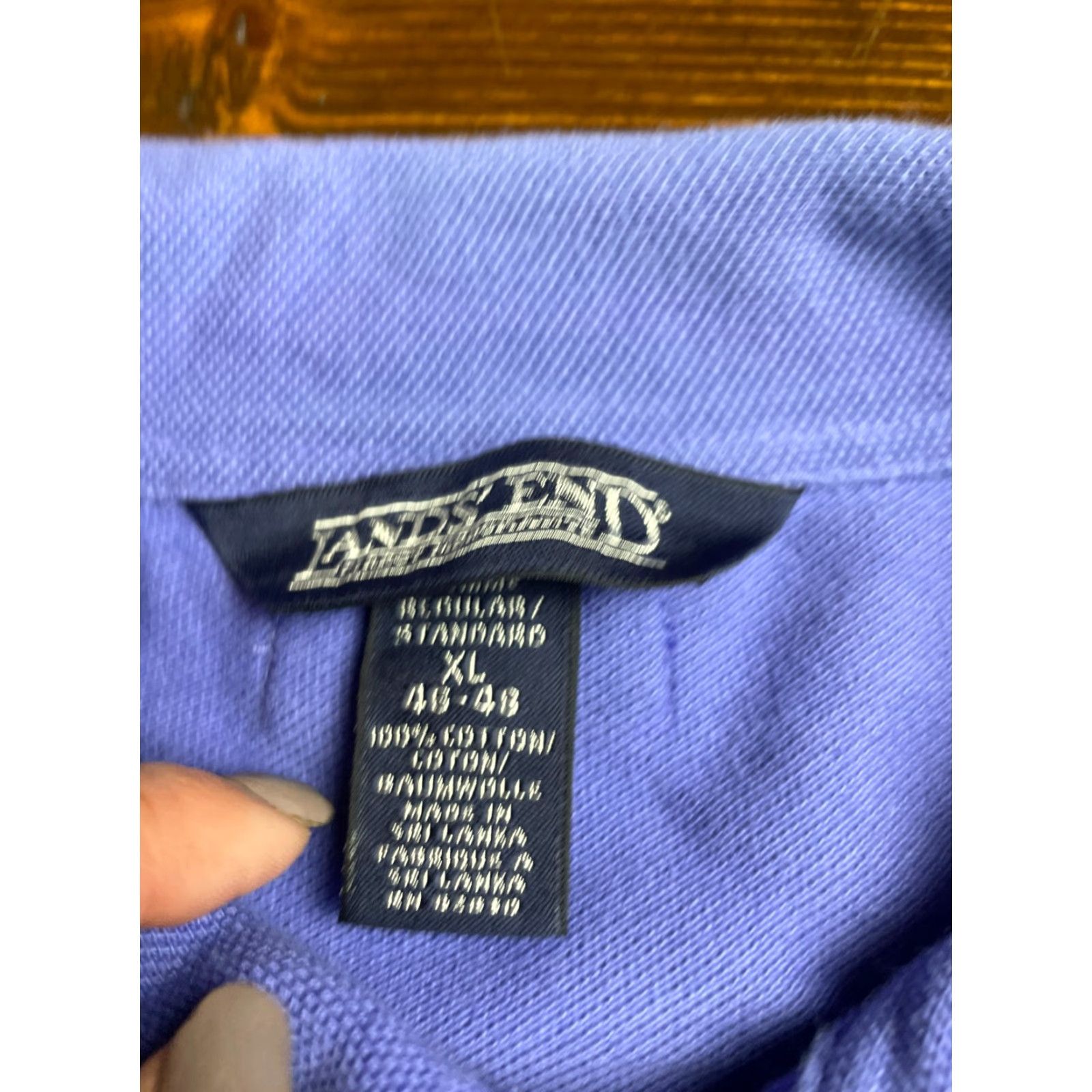Lands' End Lands' End Shirt Men XL Purple Blue Button Up Short Sleeve Casual Travel Regular Cotton Blend Size US XL / EU 56 / 4 - 7 Thumbnail