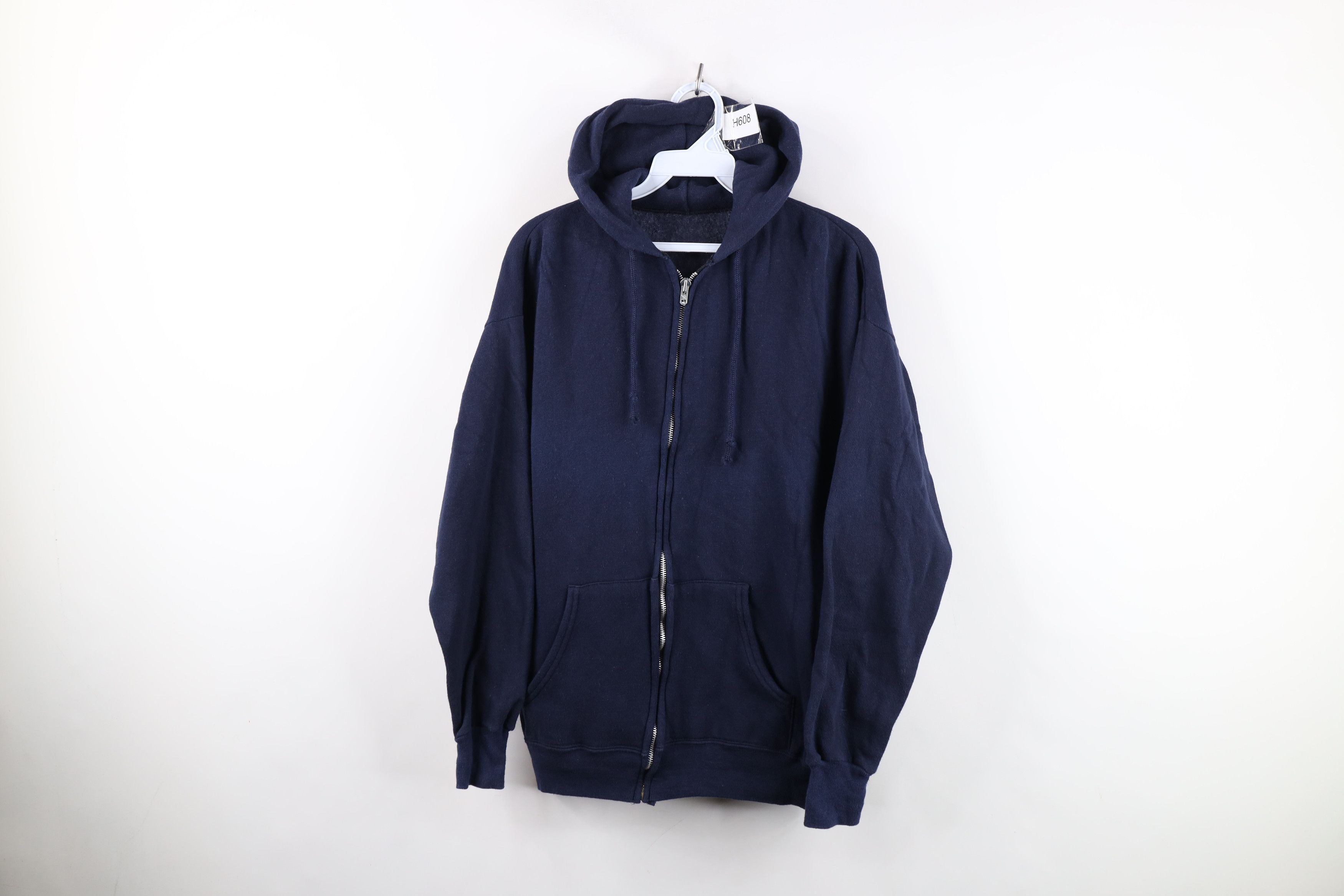 Vintage Vintage 70s Streetwear Hoodie Sweatshirt Navy Blue USA Size US L / EU 52-54 / 3 - 1 Thumbnail