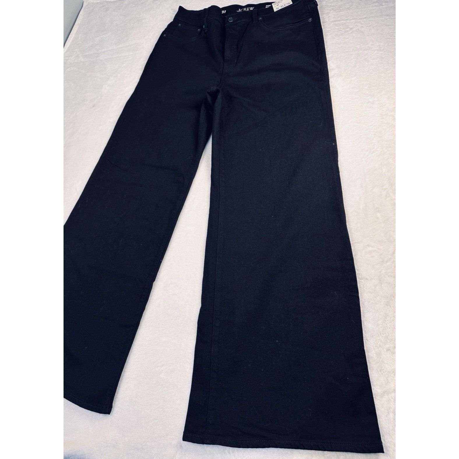 J.Crew J.Crew Womens Denim Trouser Wide Leg Jean Black High Rise Sz Size 31" - 8 Thumbnail