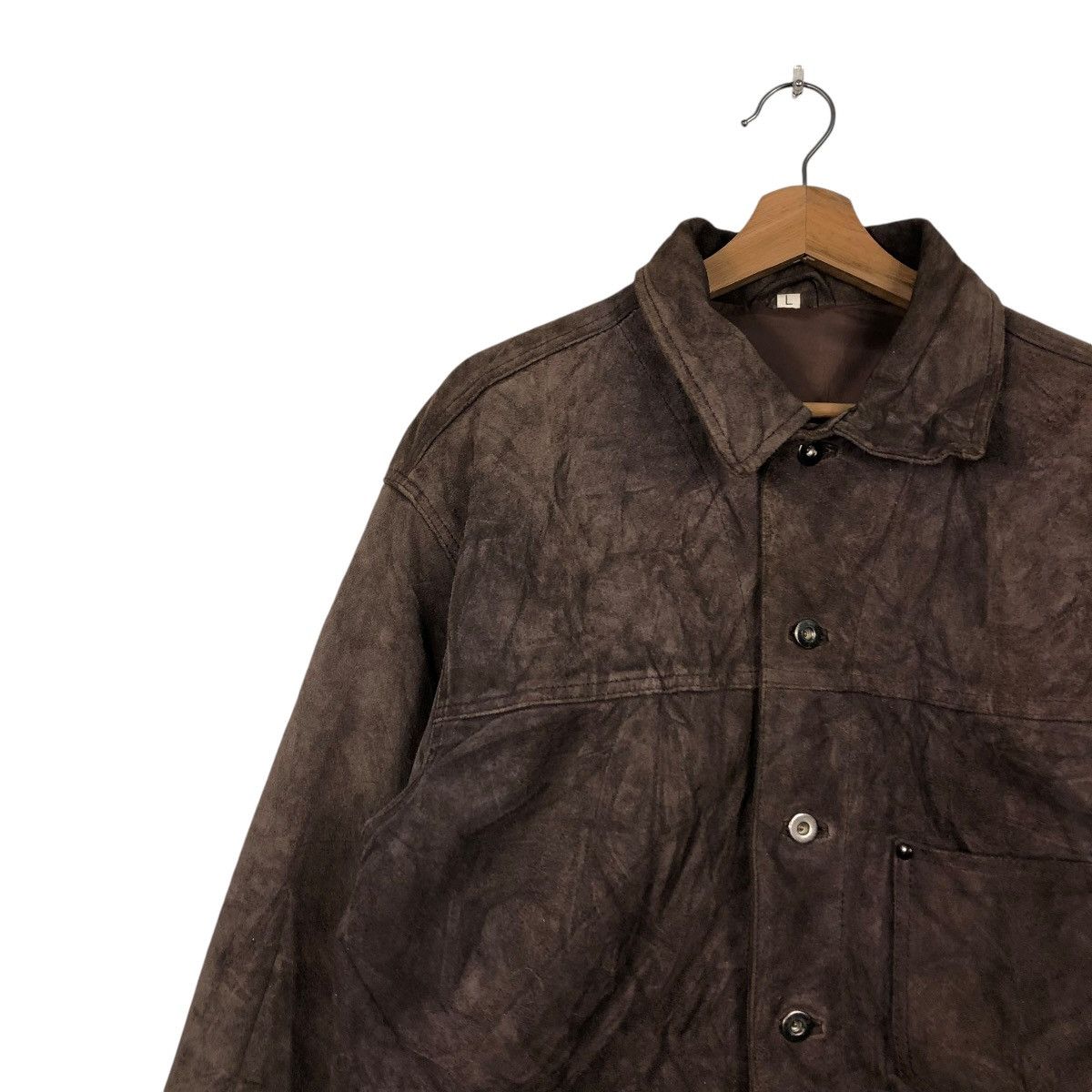 Japanese Brand 🔥VINTAGE GENUINE LEATHER JACKET COW SPLIT ISSEY MIYAKE Size US L / EU 52-54 / 3 - 9 Thumbnail