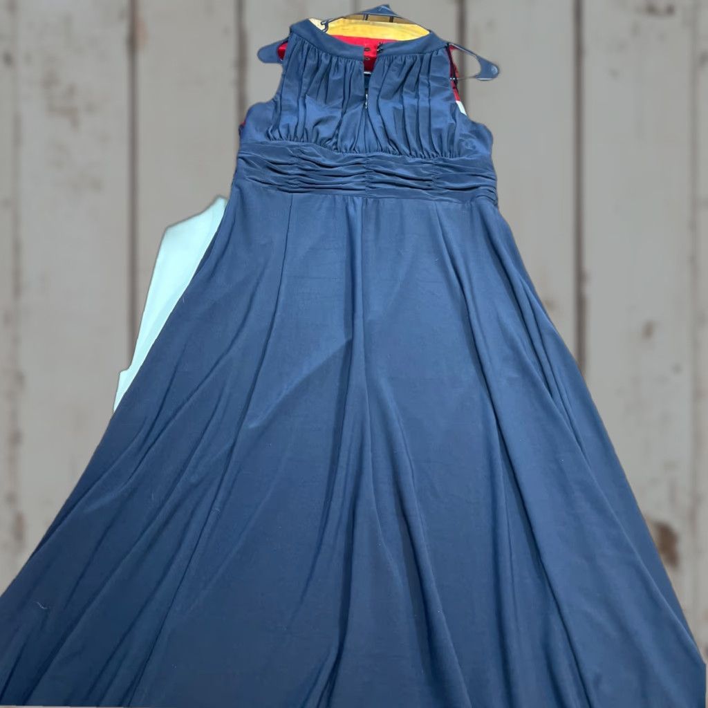 Vintage VINTAGE Nightway NAVY BLUE ruched HALTER Maxi Dress, Long GOWN Stretchy Women’s Size 12 Size XL / US 12-14 / IT 48-50 - 1 Thumbnail