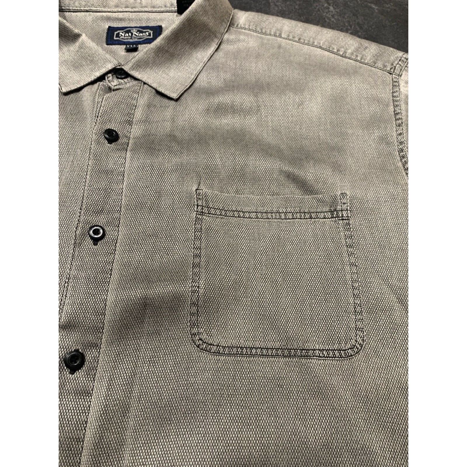 Nat Nast VINTAGE Nat Nast Men Short Sleeve Shirt 2XL Silver Gray Silk Blend Metal Sheen Size US XXL / EU 58 / 5 - 3 Thumbnail