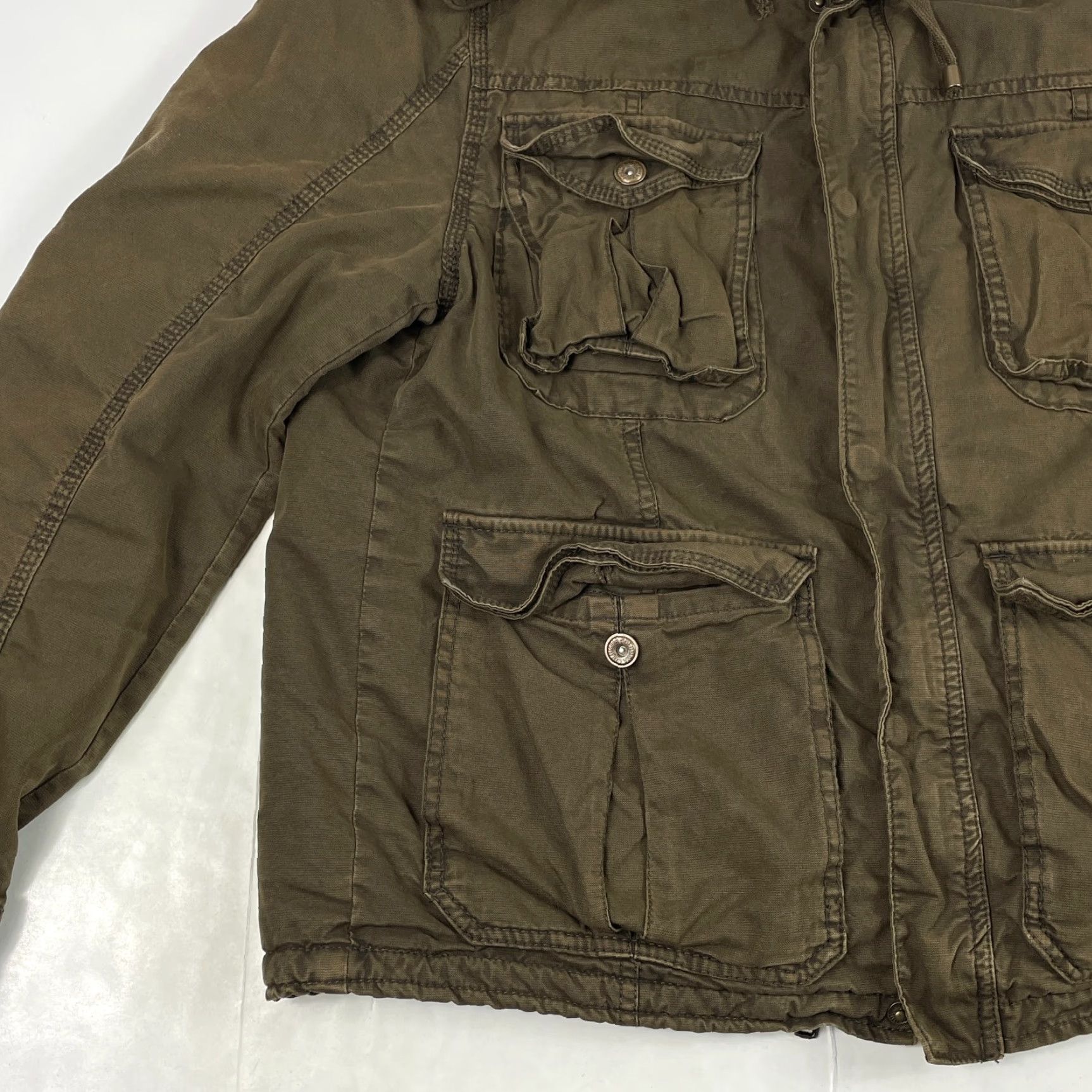 Vintage Columbia Jacket Mens Large Brown Field Cargo Military Hooded Sherpa Lined Canvas Size US L / EU 52-54 / 3 - 5 Thumbnail
