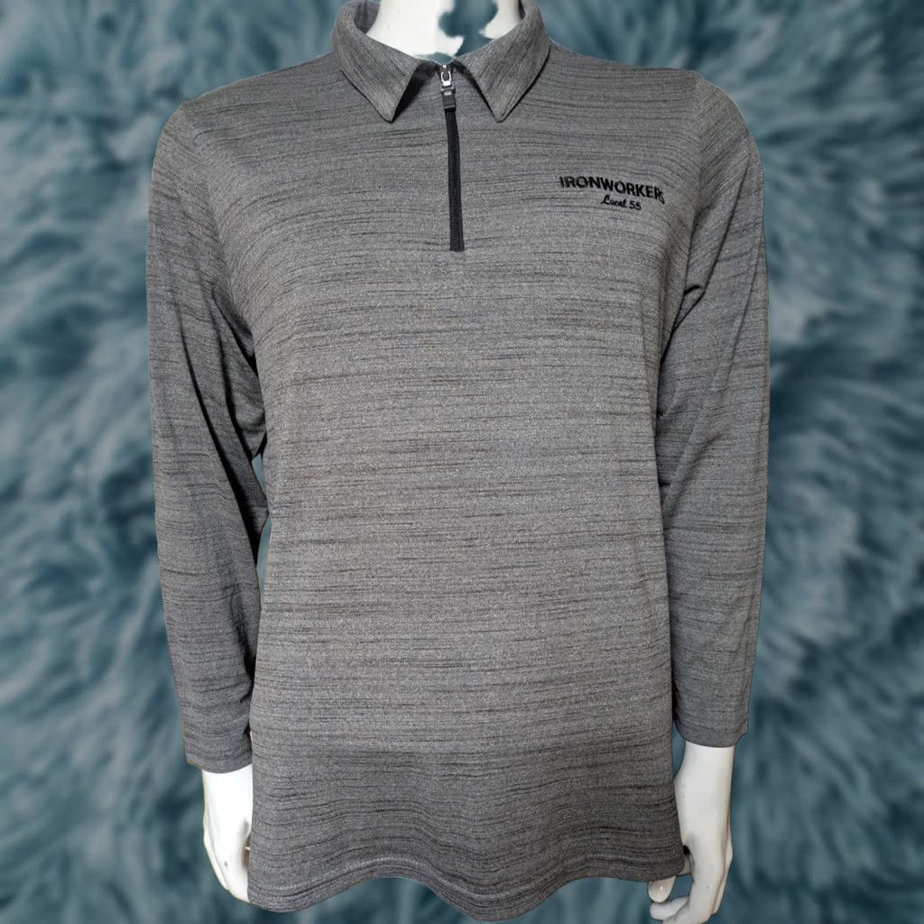 Vintage Ironworkers Union Local 55 Pullover 1/4 Zip Long Sleeve Polo Shirt XL Gray Polyester Men Shirt Size US XL / EU 56 / 4 - 1 Thumbnail