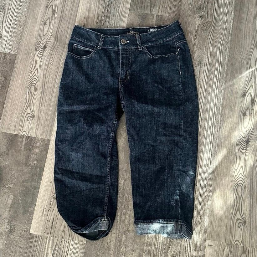 Lee riders by lee dark blue embroidered denim capris jeans Size 38" / US 16 / IT 52 - 1 Thumbnail