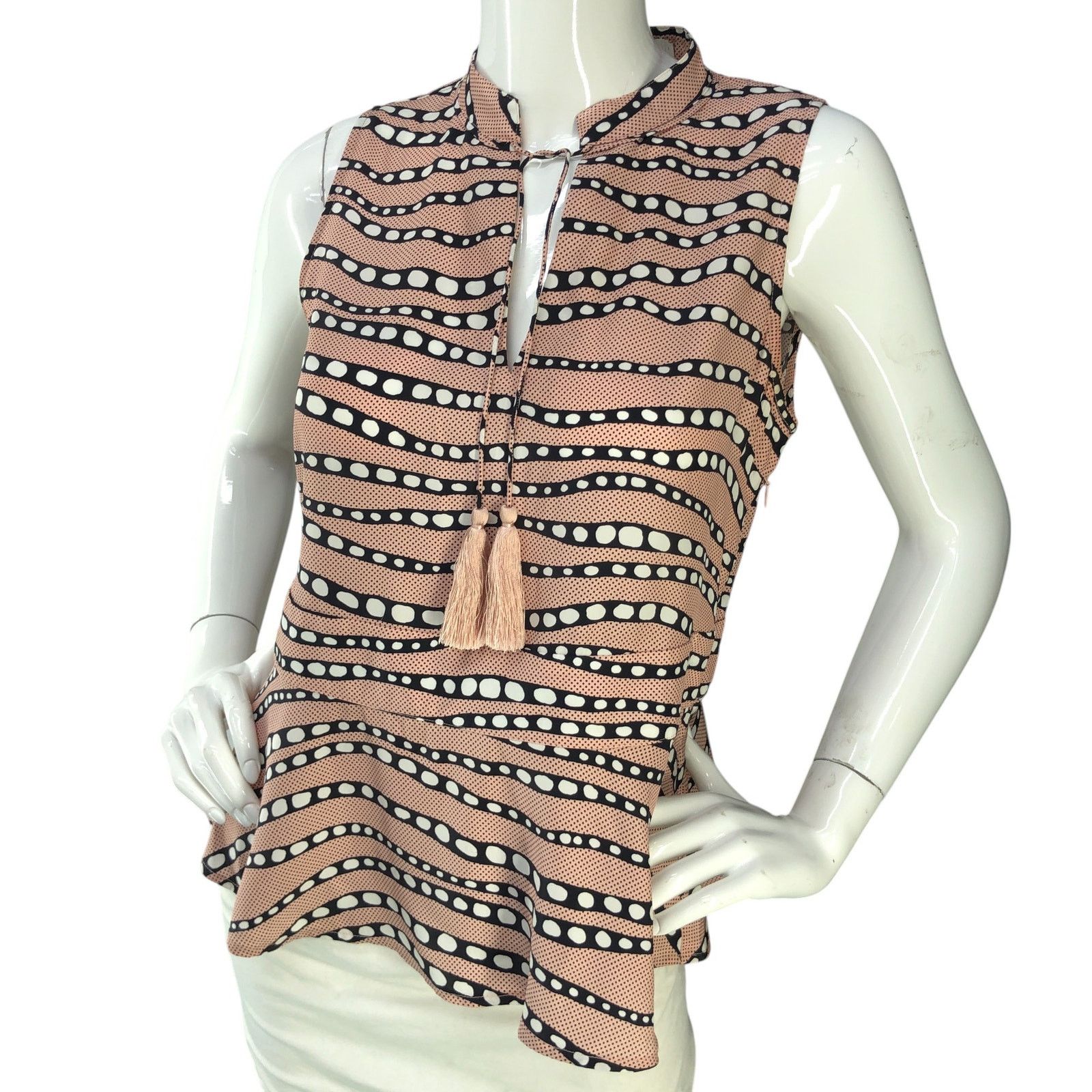 Marie Oliver Marie Oliver Size S Top Sleeveless Tassled Peplum Silk Pink Size S / US 4 / IT 40 - 1 Thumbnail
