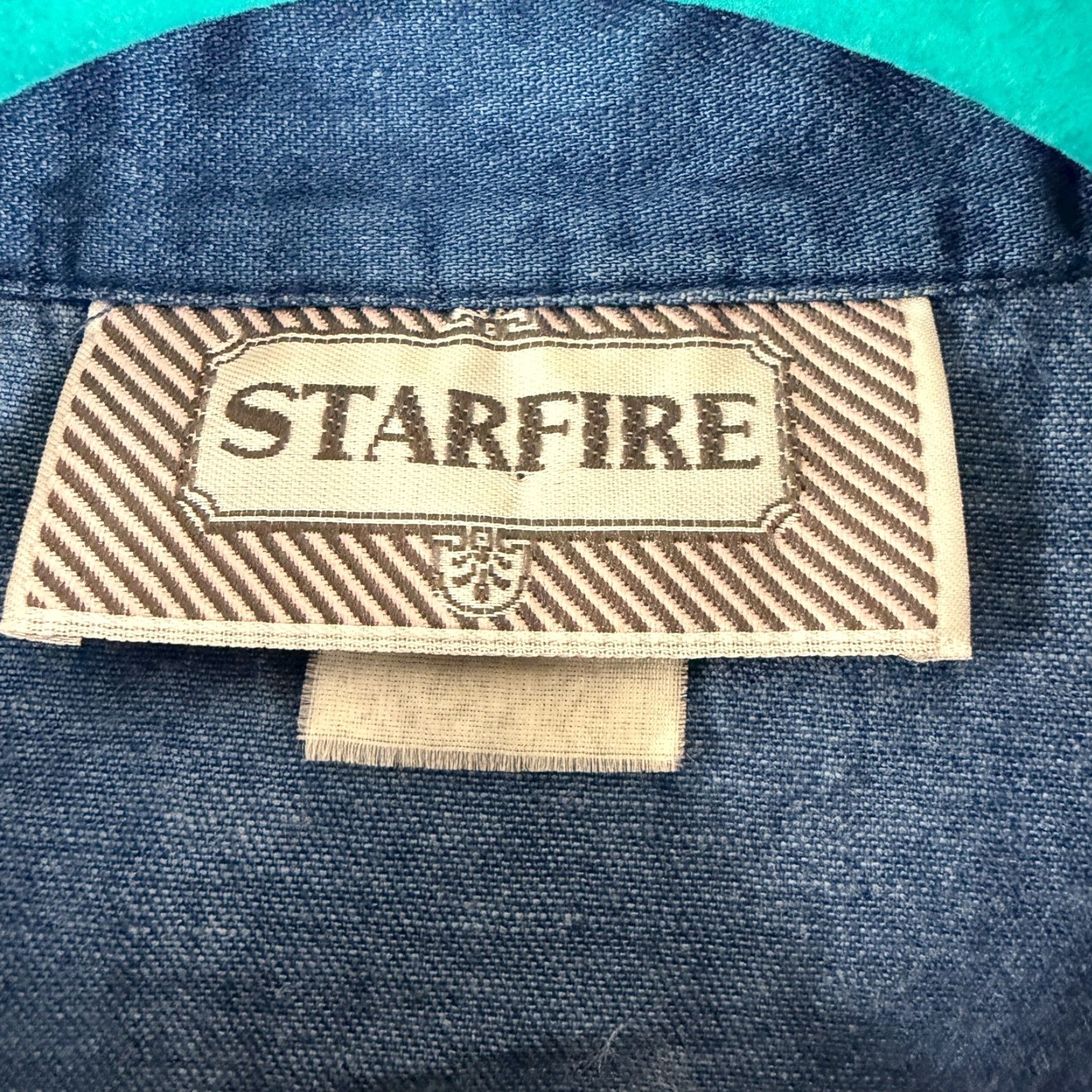 Denime Starfire Button-Up Shirt Womens Medium Blue Denim Embroidered Vintage LS Justin? Size M / US 6-8 / IT 42-44 - 7 Thumbnail
