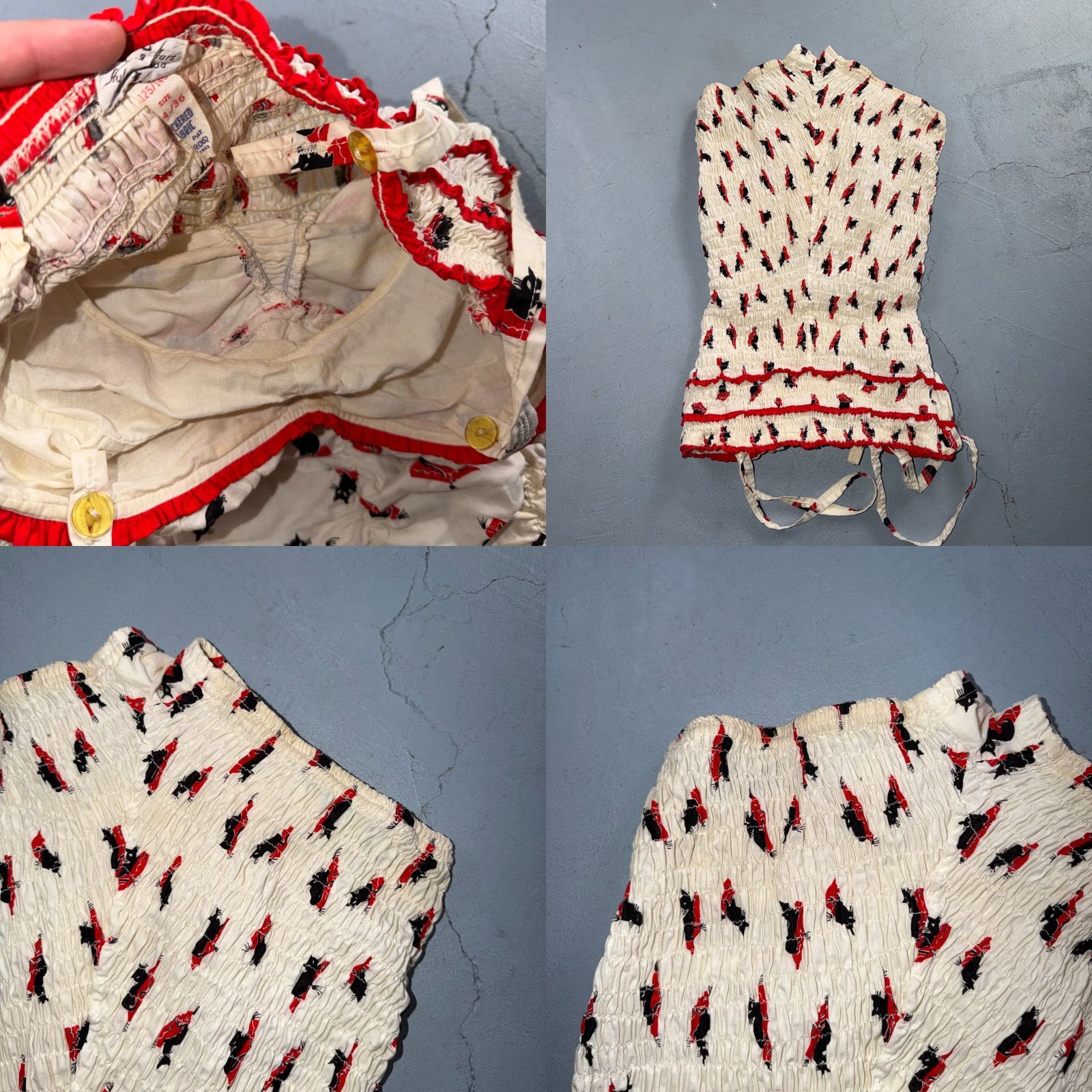 Catalina VTG Catalina Swimsuit S White 1950s Hollywood Swim Wear Black Cats Rockabilly Size S / US 4 / IT 40 - 10 Thumbnail