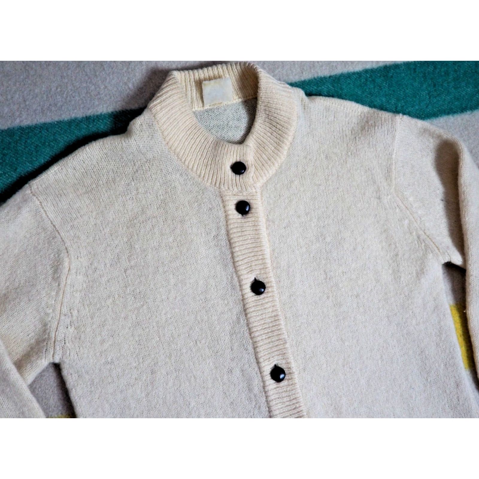 Vintage VTG 60s 70s Cream Wool Button Pocket Fisherman Cardigan Grandpa Sweater Mens M Shirt Size US M / EU 48-50 / 2 - 2 Thumbnail