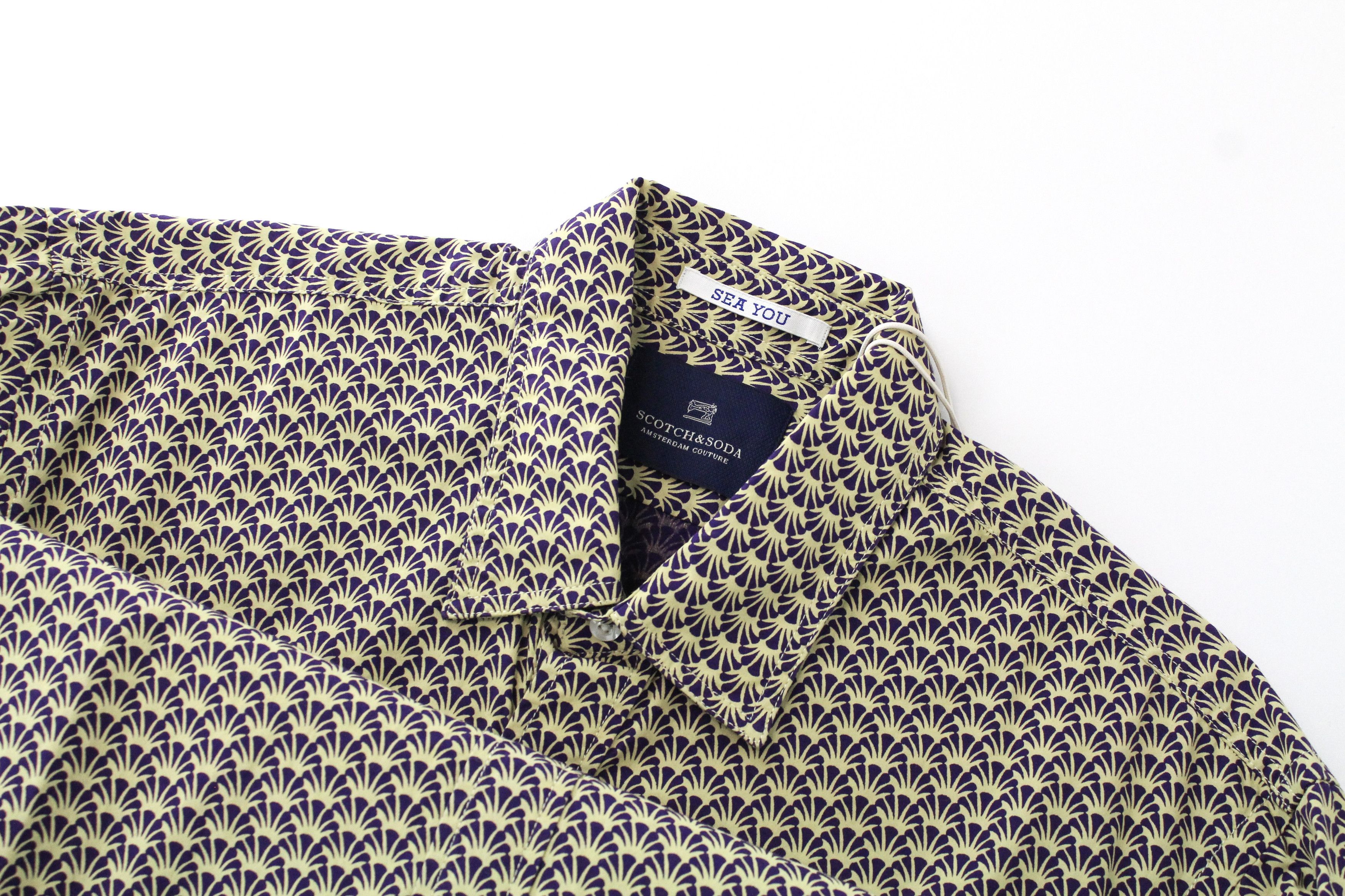 Scotch & Soda AMS COUTURE M Purple Yellow Pattern Cotton Shirt 61737 Size US M / EU 48-50 / 2 - 2 Thumbnail