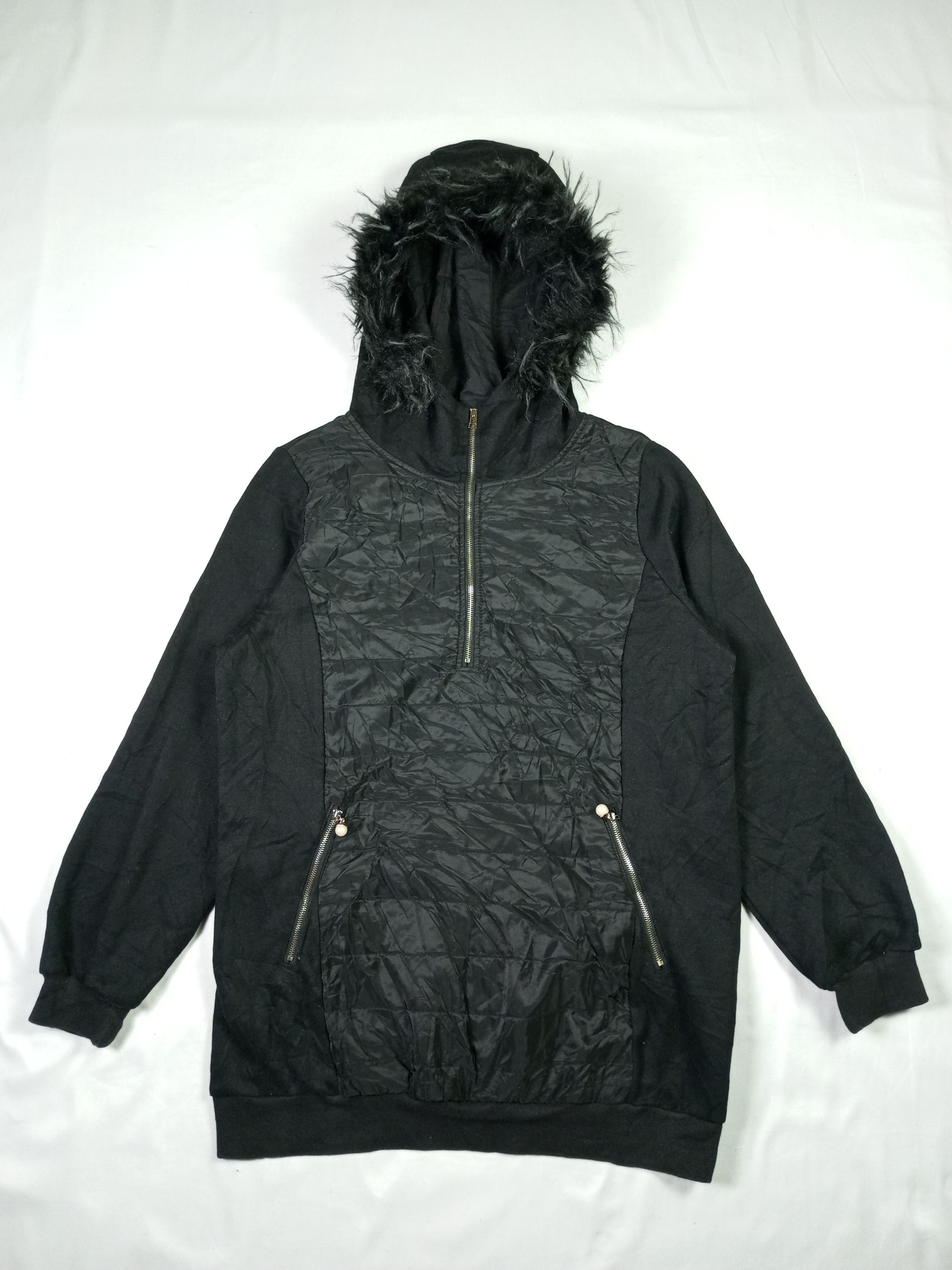 Crazy Black Half Zipper Fur Hoodie Lgb Style