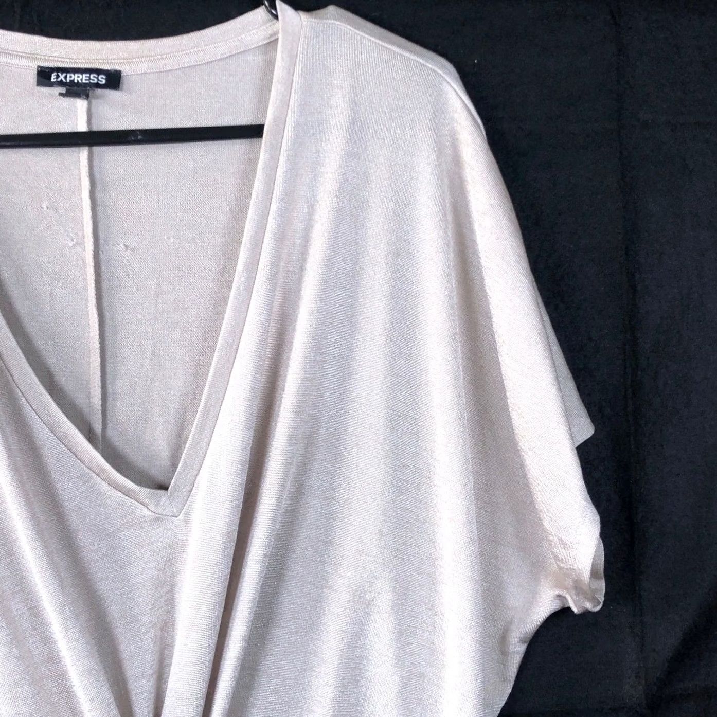 Express Express Blouse Tan V-Neck Front Knot Short Sleeve Stretch XL Women Size XL / US 12-14 / IT 48-50 - 5 Thumbnail