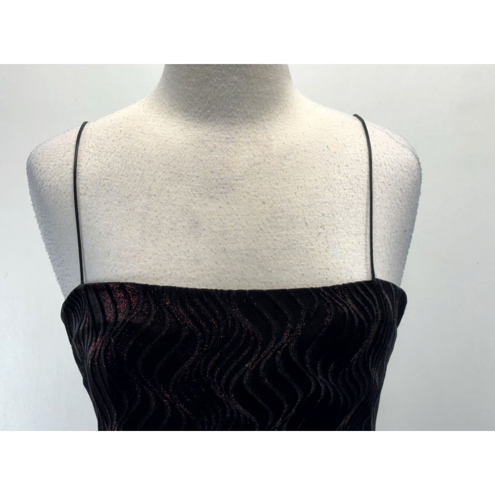 Vintage VINTAGE JS Boutique Maxi Formal Dress 12 Black Red Shimmer Velour Glitter 90s Y2K Fairy Grunge Gothic Glam Women Size XL / US 12-14 / IT 48-50 - 5 Thumbnail
