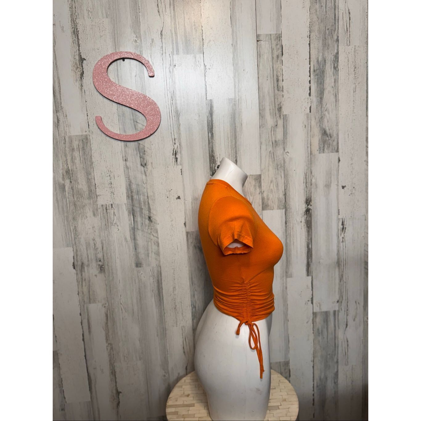 Other Orange Ruched Side Crop Top – Size S Size S / US 4 / IT 40 - 6 Thumbnail