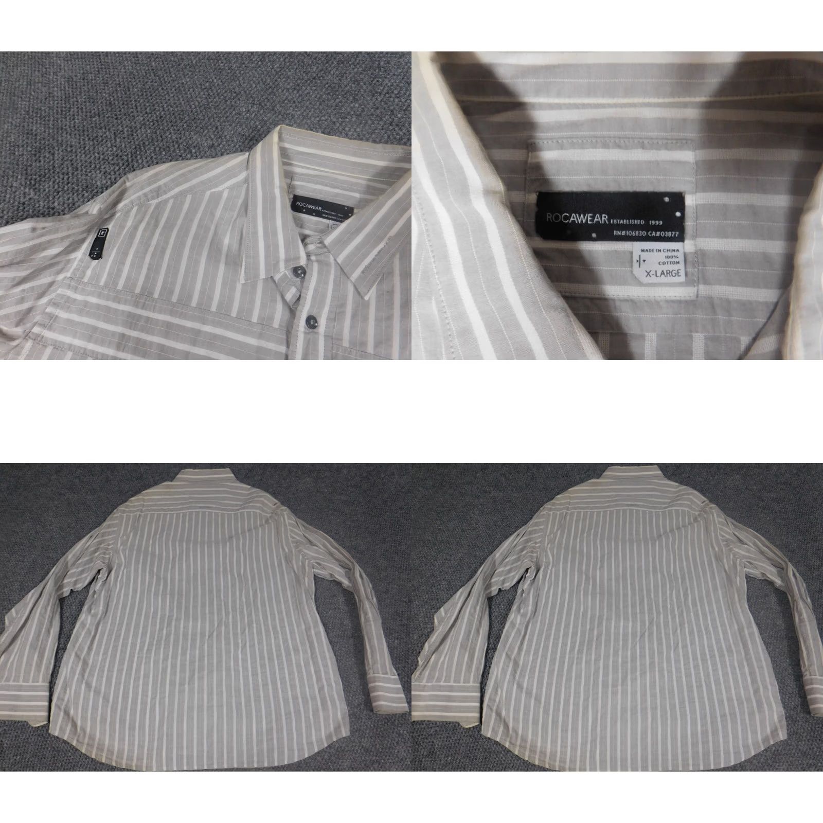 Rocawear Rocawear Mens Shirt XL Gray Striped Button-Down Collared Hip Hop Pockets Slim Button-Up Regular Size US XL / EU 56 / 4 - 8 Thumbnail