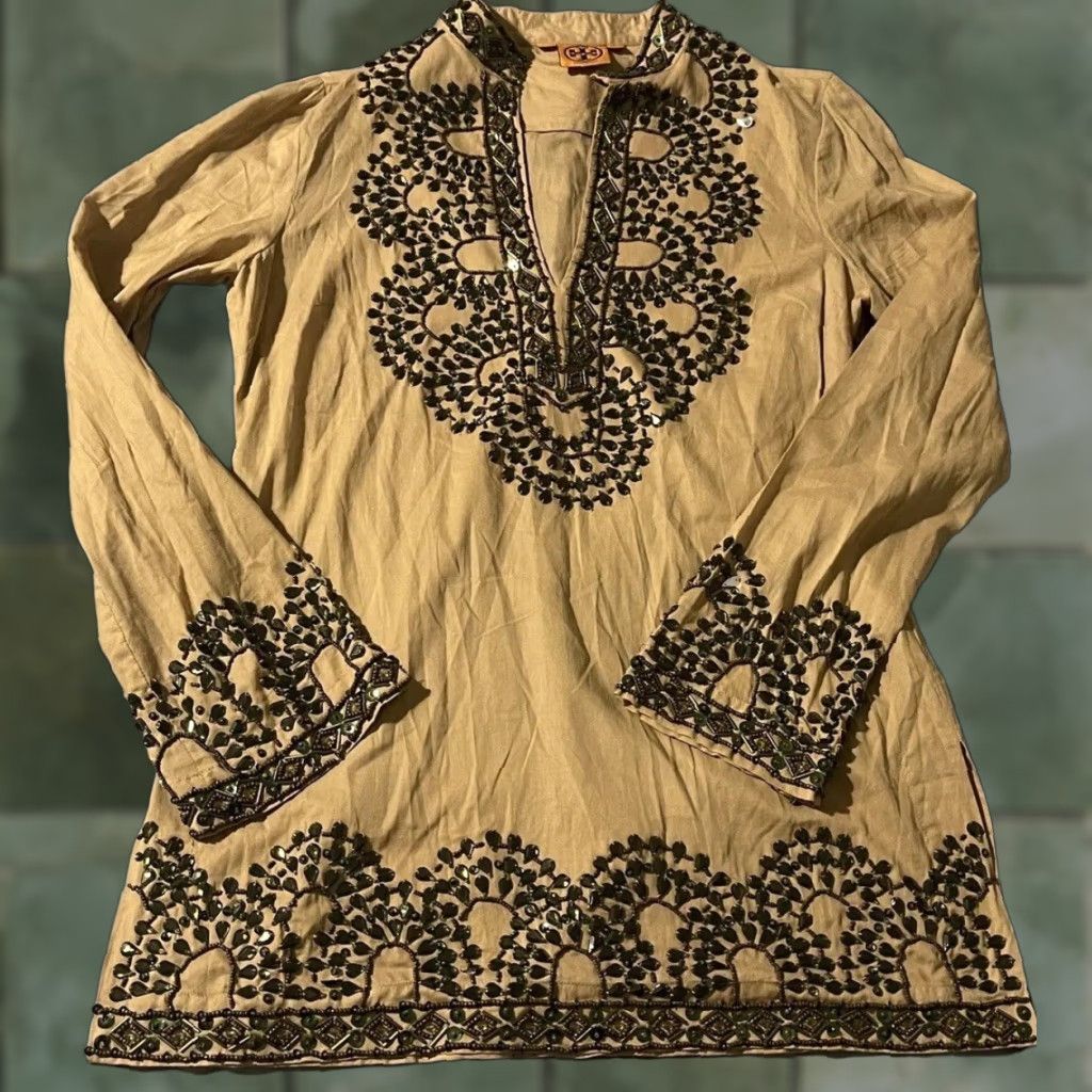 Tory Burch TORY BURCH Brown Caftan dress With Embellishments Sz 6 Size M / US 6-8 / IT 42-44 - 1 Thumbnail
