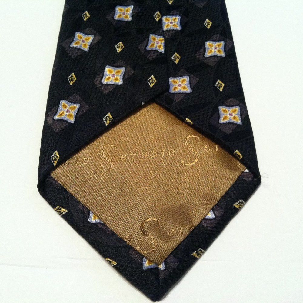 Robert Talbott ROBERT TALBOTT STUDIO MENS NEW BLACK SILK TIE WIDTH: 3 3/4" Size ONE SIZE - 3 Thumbnail