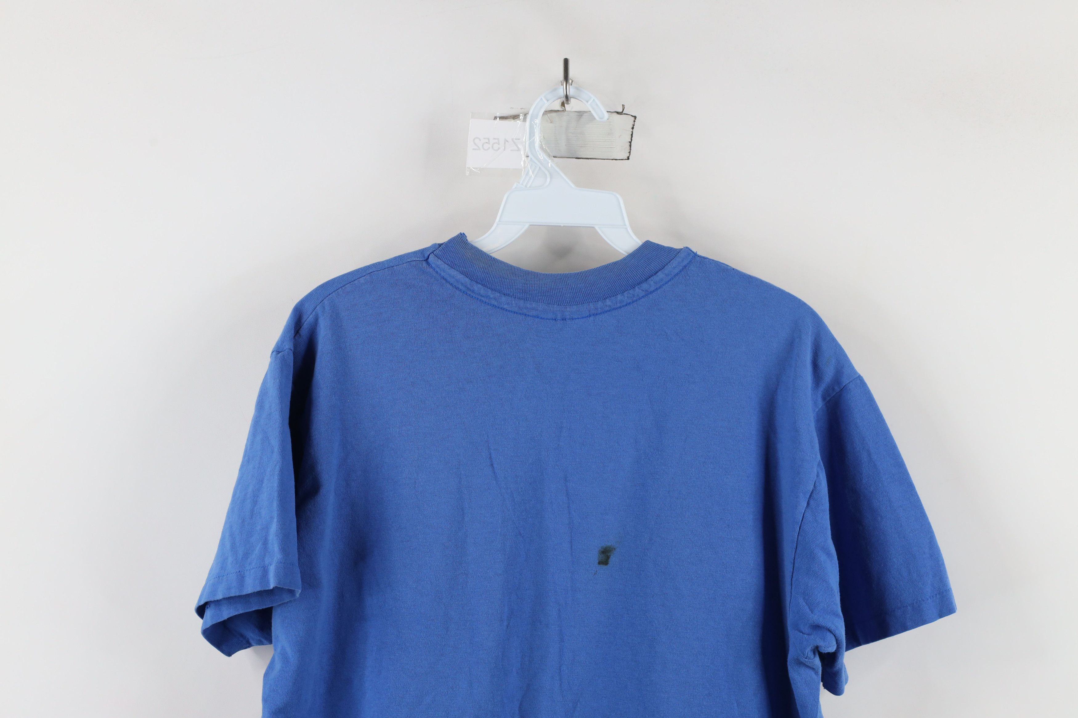Hanes × Vintage Vintage 80s 90s Hanes Beefy Blank Cotton T-Shirt Blue USA Size US L / EU 52-54 / 3 - 12 Thumbnail